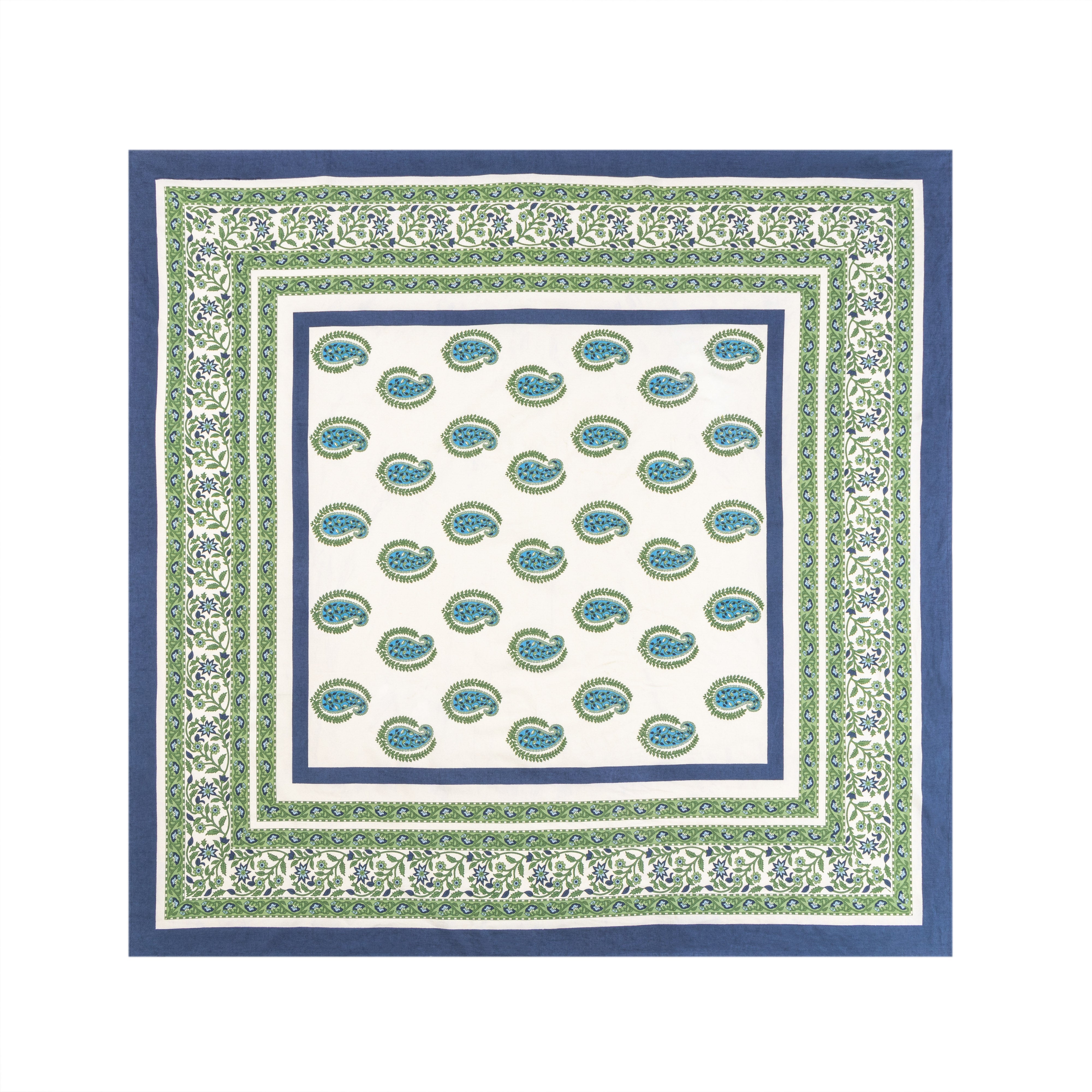 French Tablecloth Cassis Blue & Green