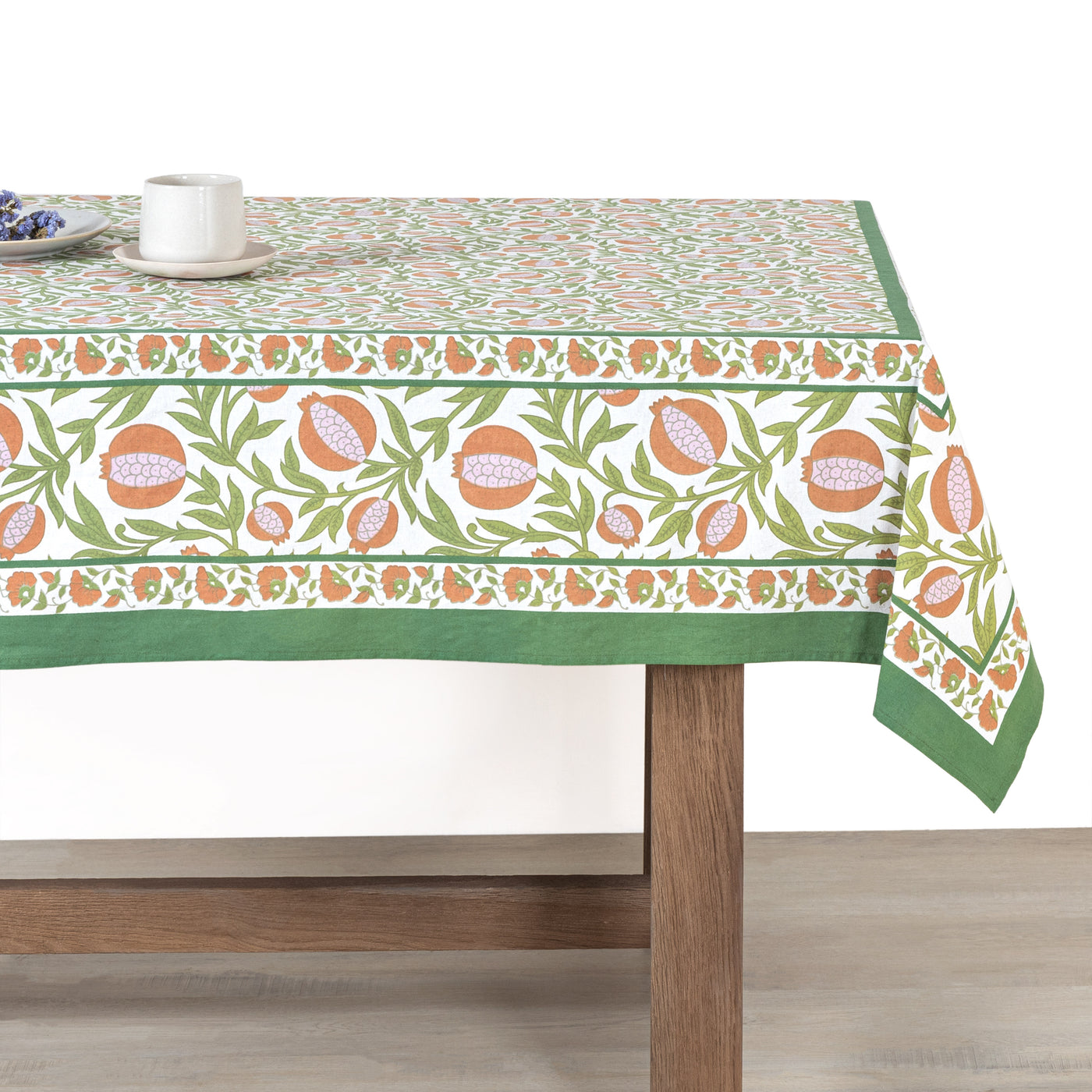 French Tablecloth Grenadine Orange & Green