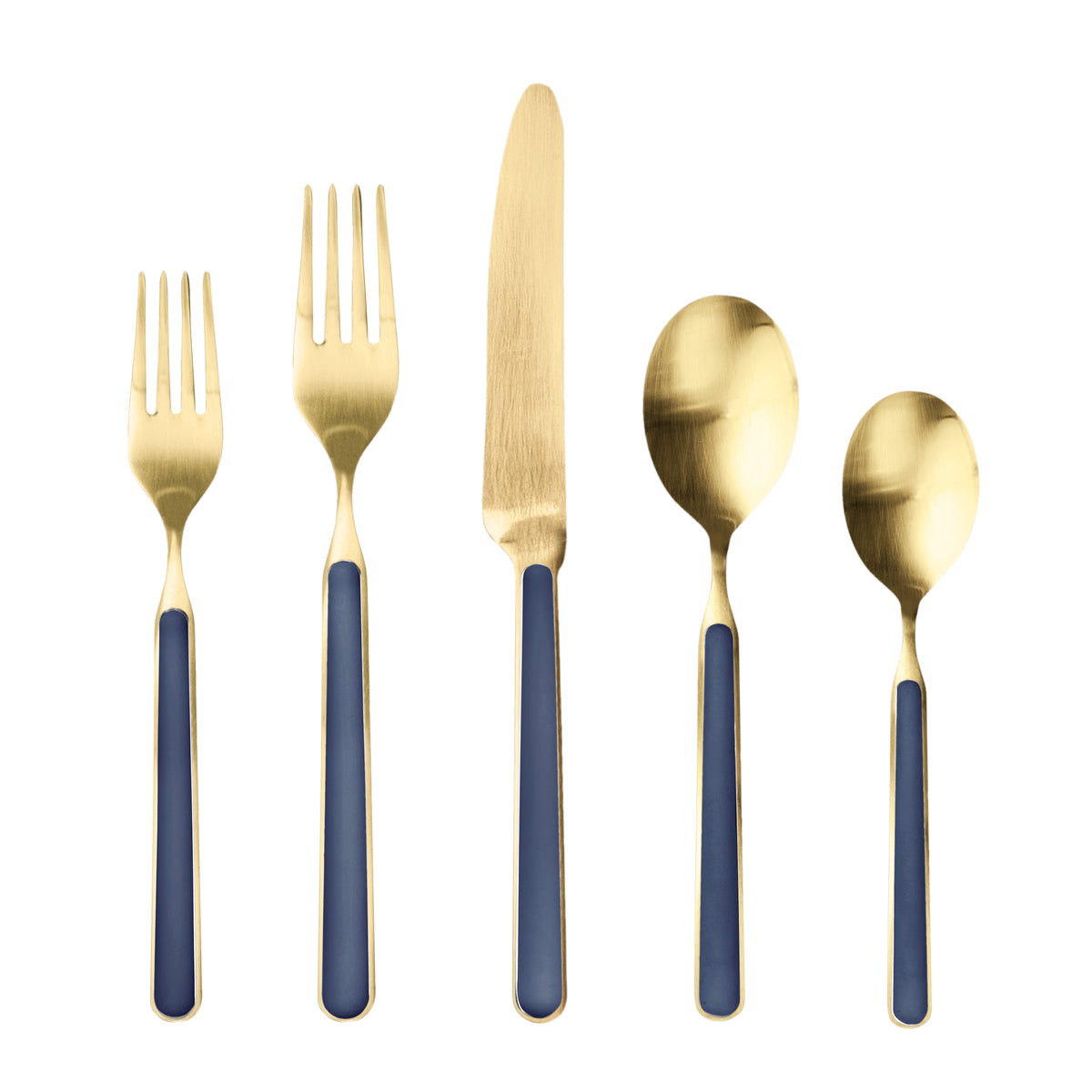 Fantasia Ice Gold Flatware Set - 5 Pcs. - Cobalt
