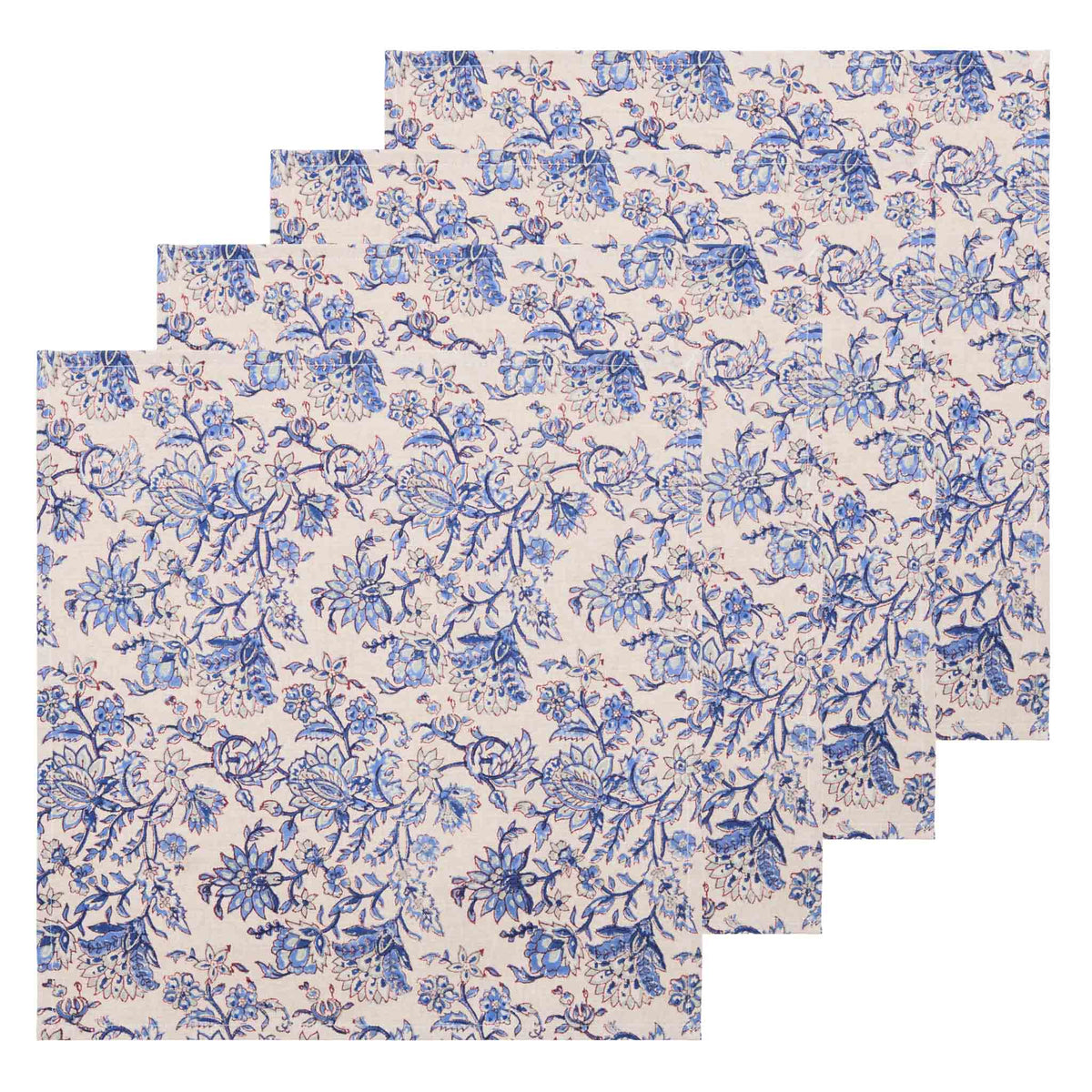 Jardin Secret Beige & Blue Napkins, Set of 4
