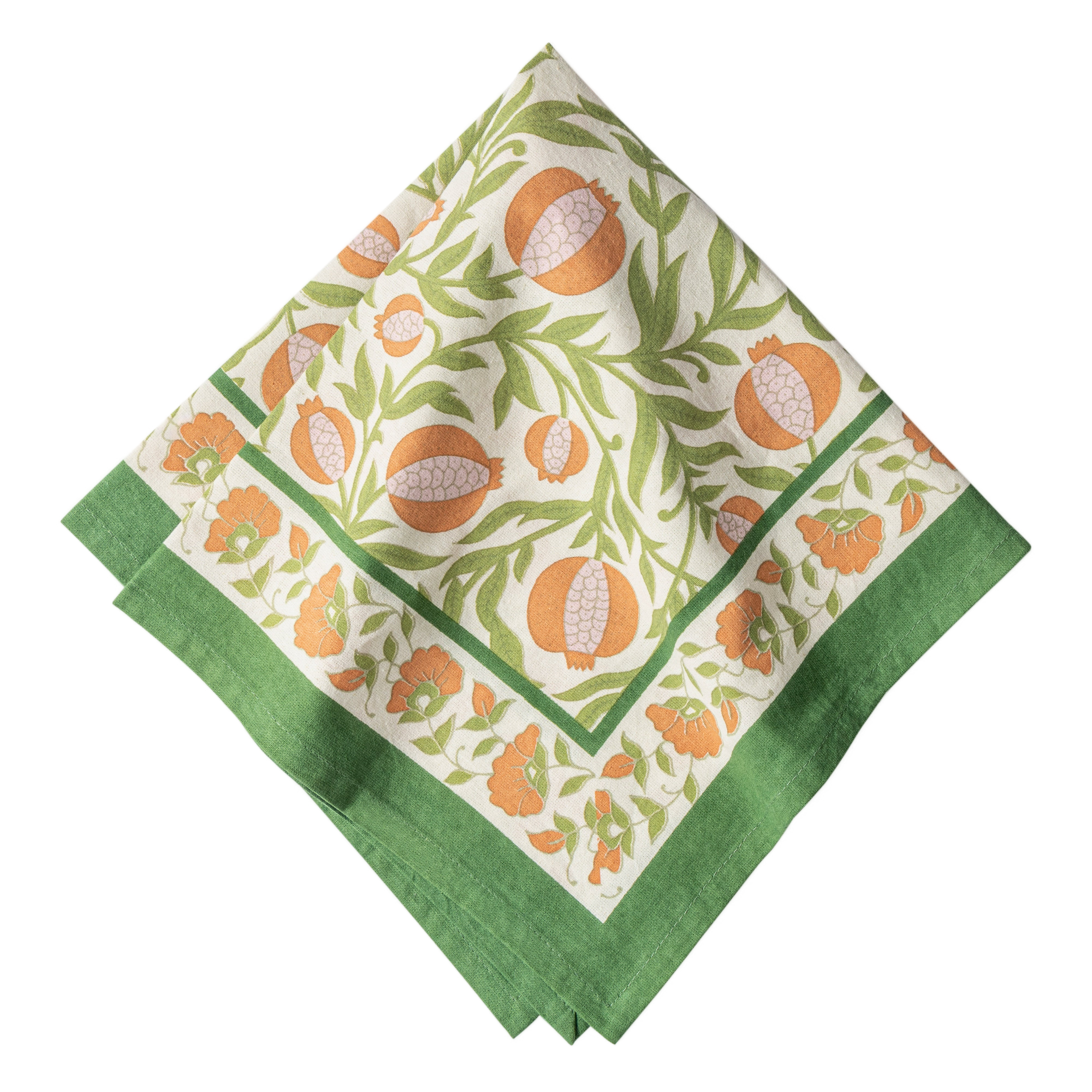 French Tablecloth Grenadine Orange & Green