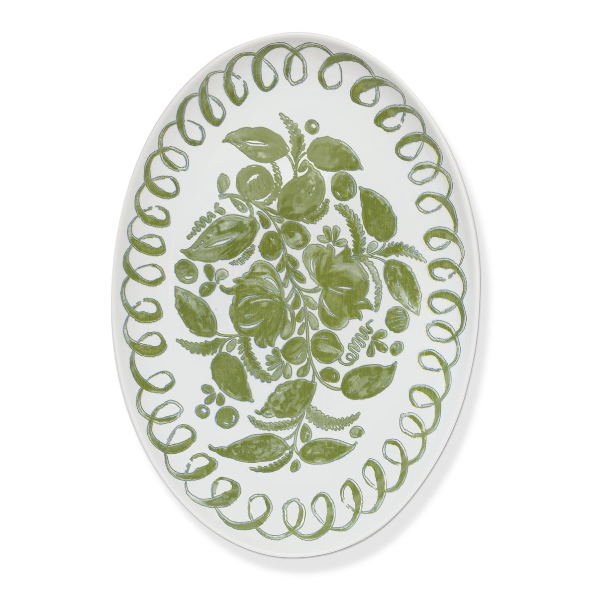 Amalfi Ceramic Oval Tray White & Green