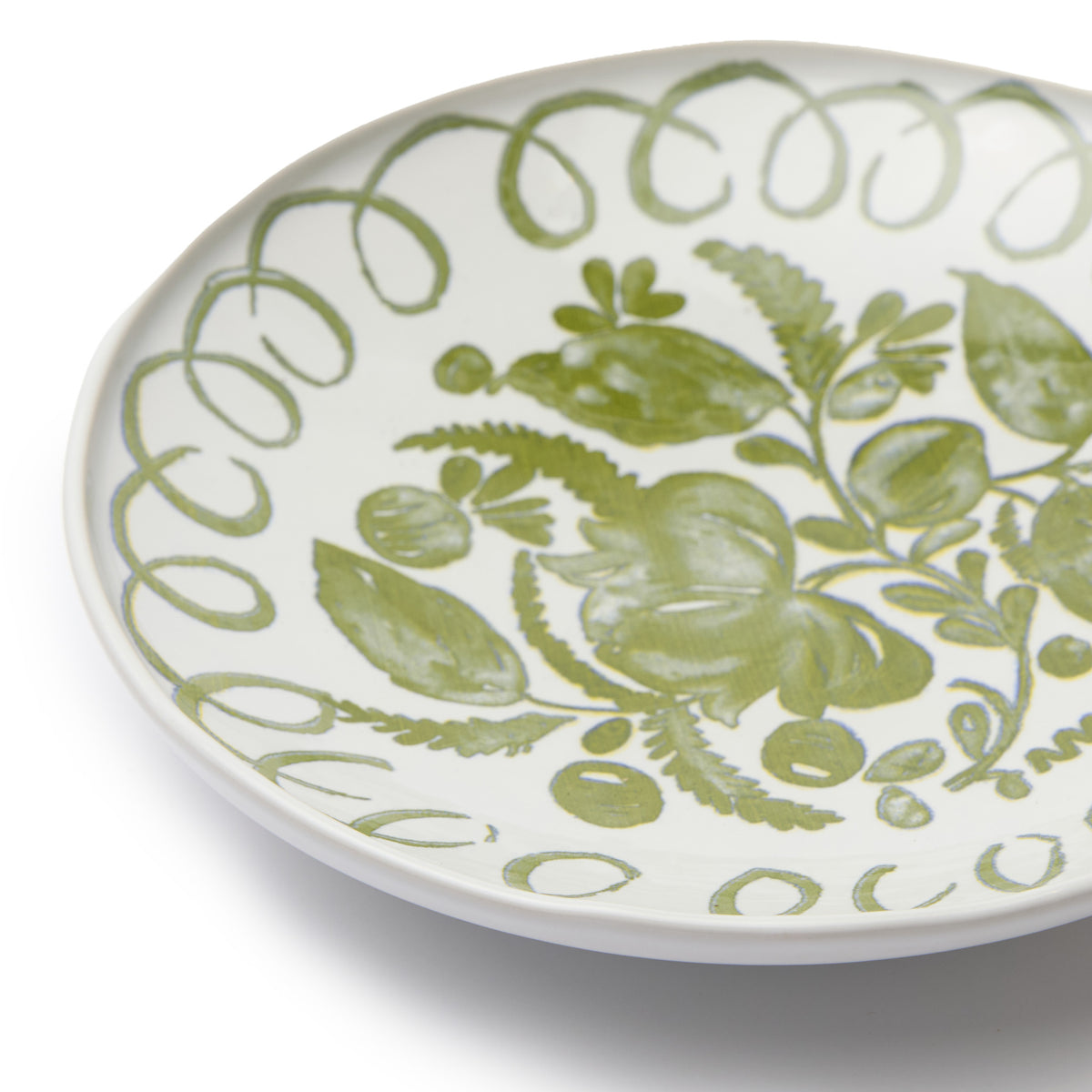 Amalfi Ceramic Pasta Bowl White & Green