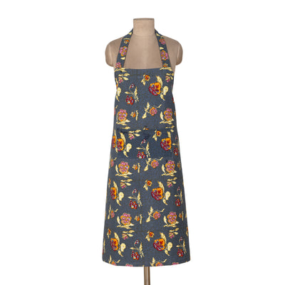 Pansy Apron Red & Grey