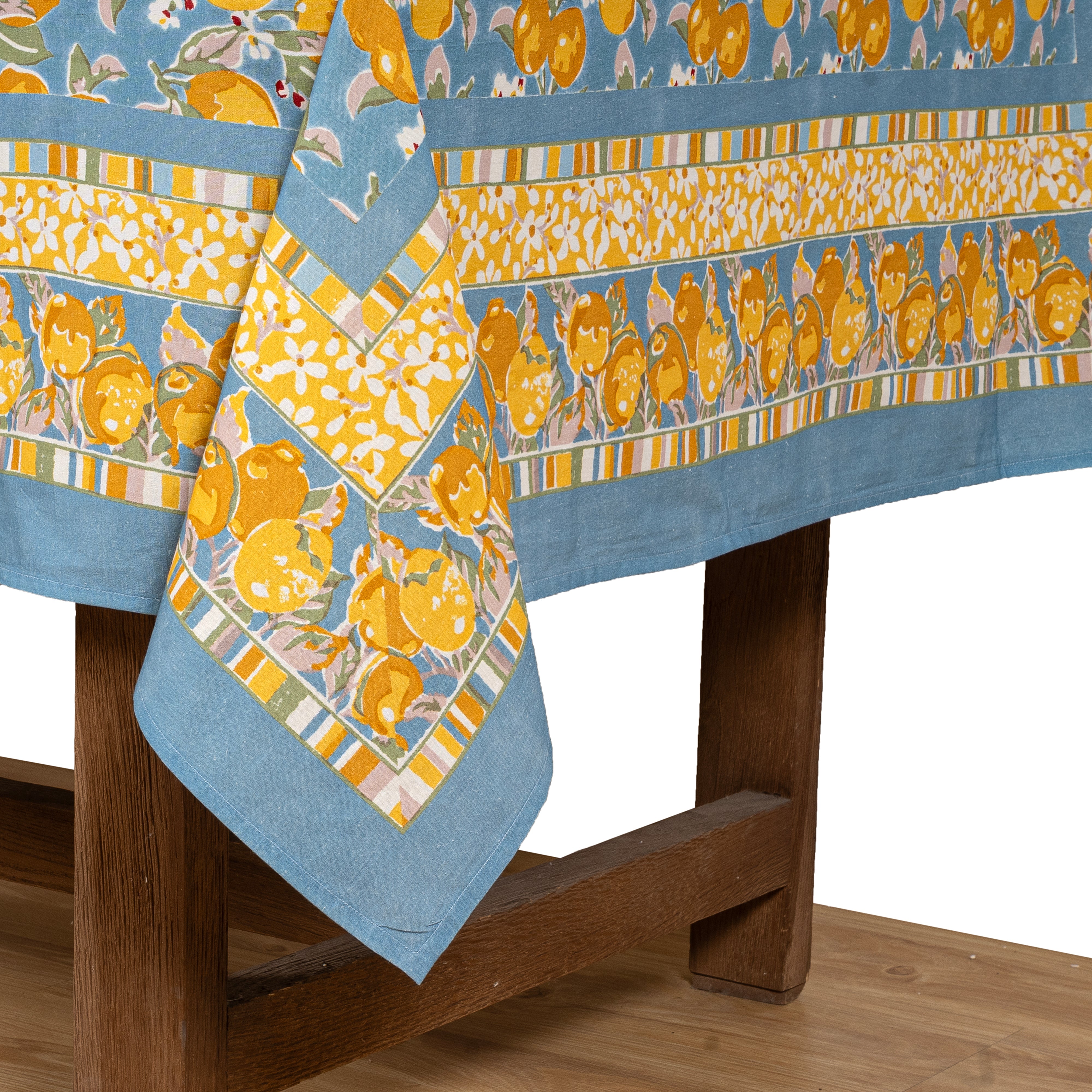 French Tablecloth Citron Bleu & Yellow