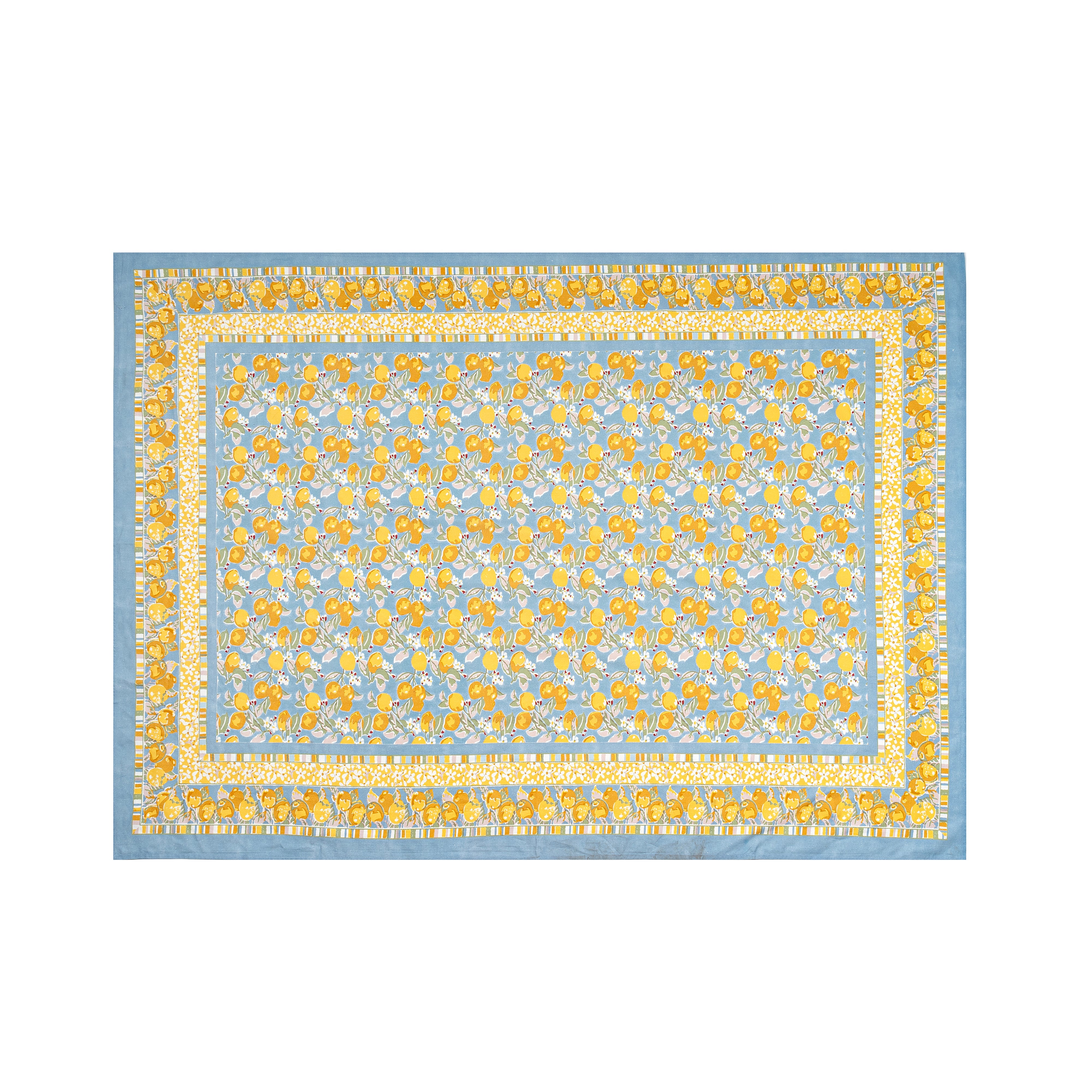 French Tablecloth Citron Bleu & Yellow