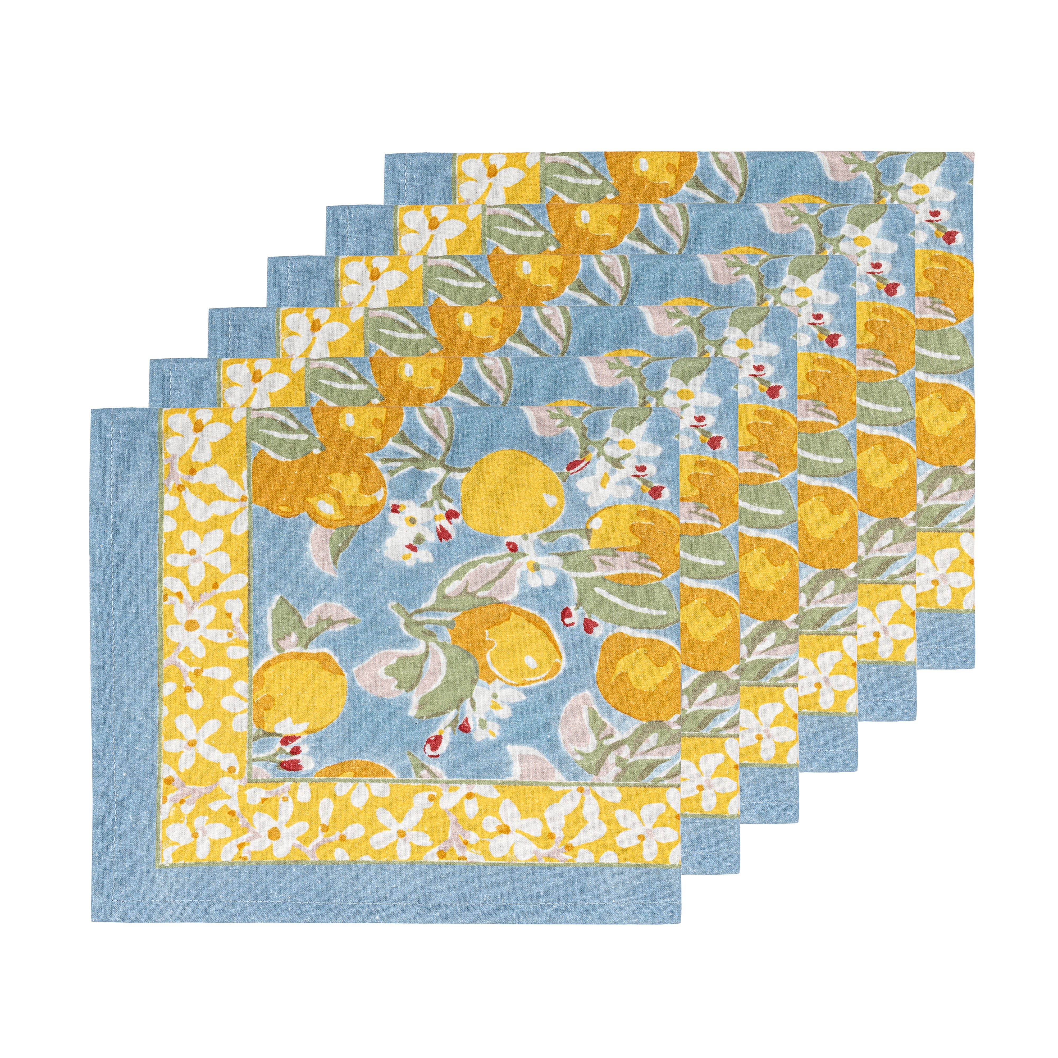 Citron Napkins Bleu & Yellow, Set of 6
