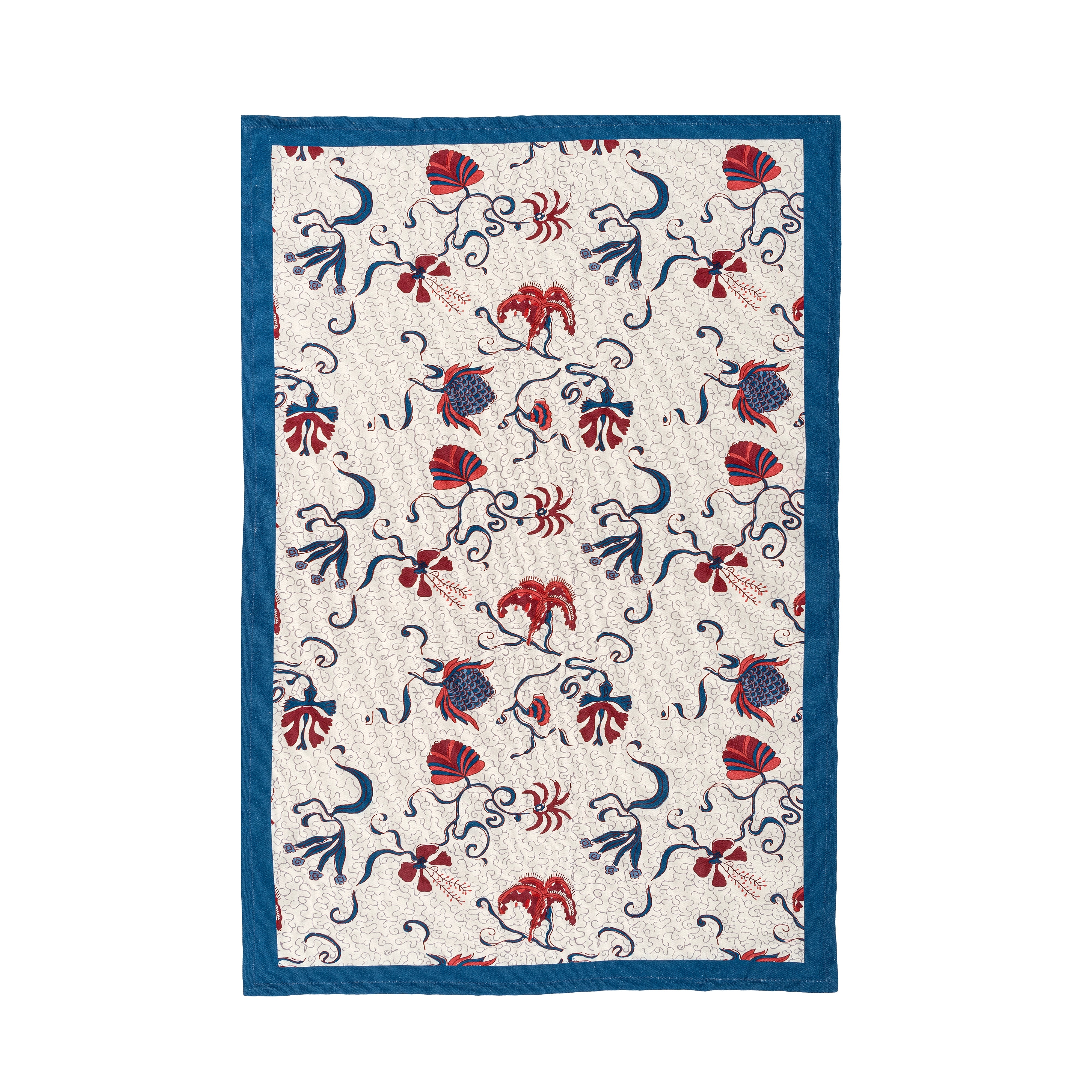 Fleur des Indes Tea Towels Blue & Red, Set of 3