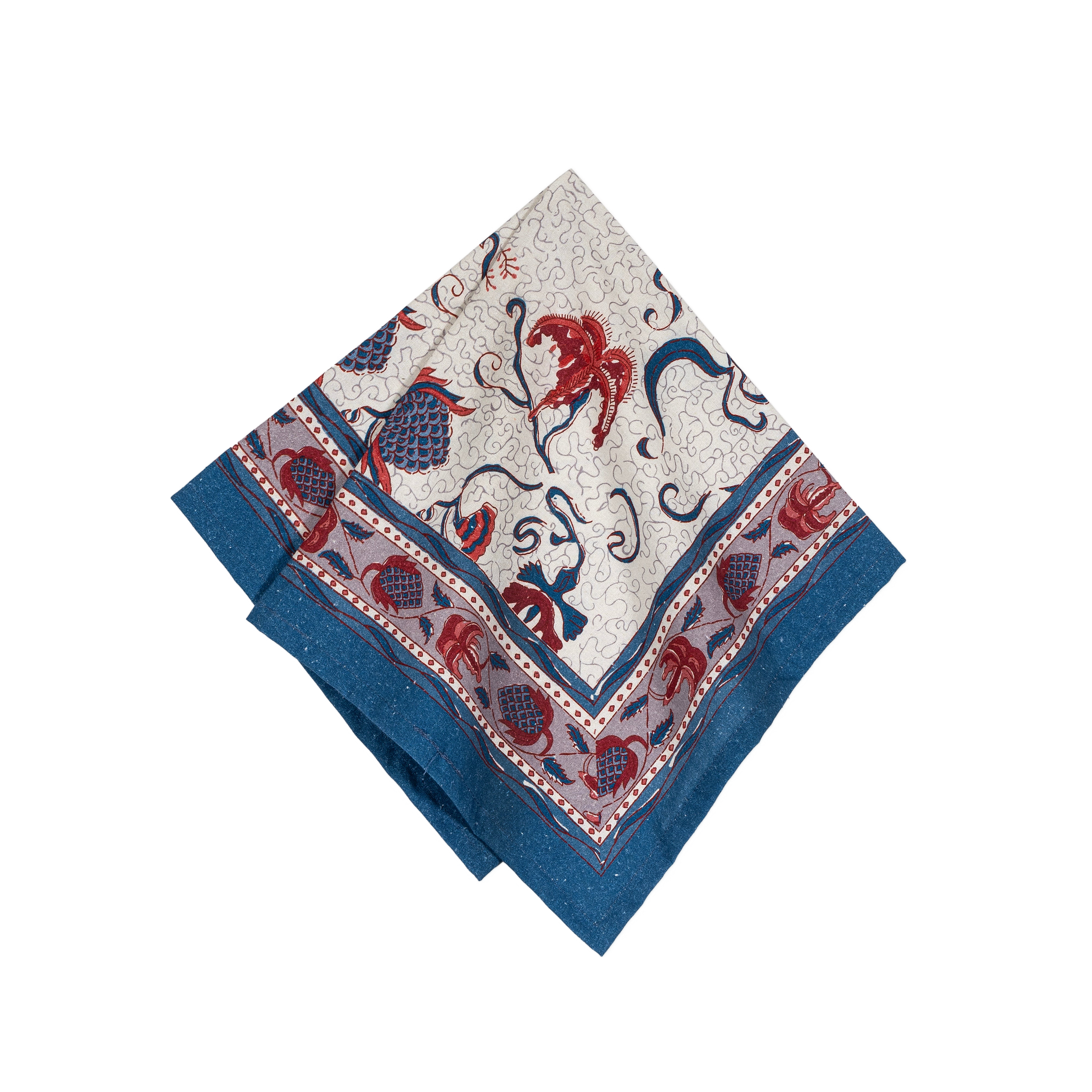 French Tablecloth Fleur des Indes Blue & Red