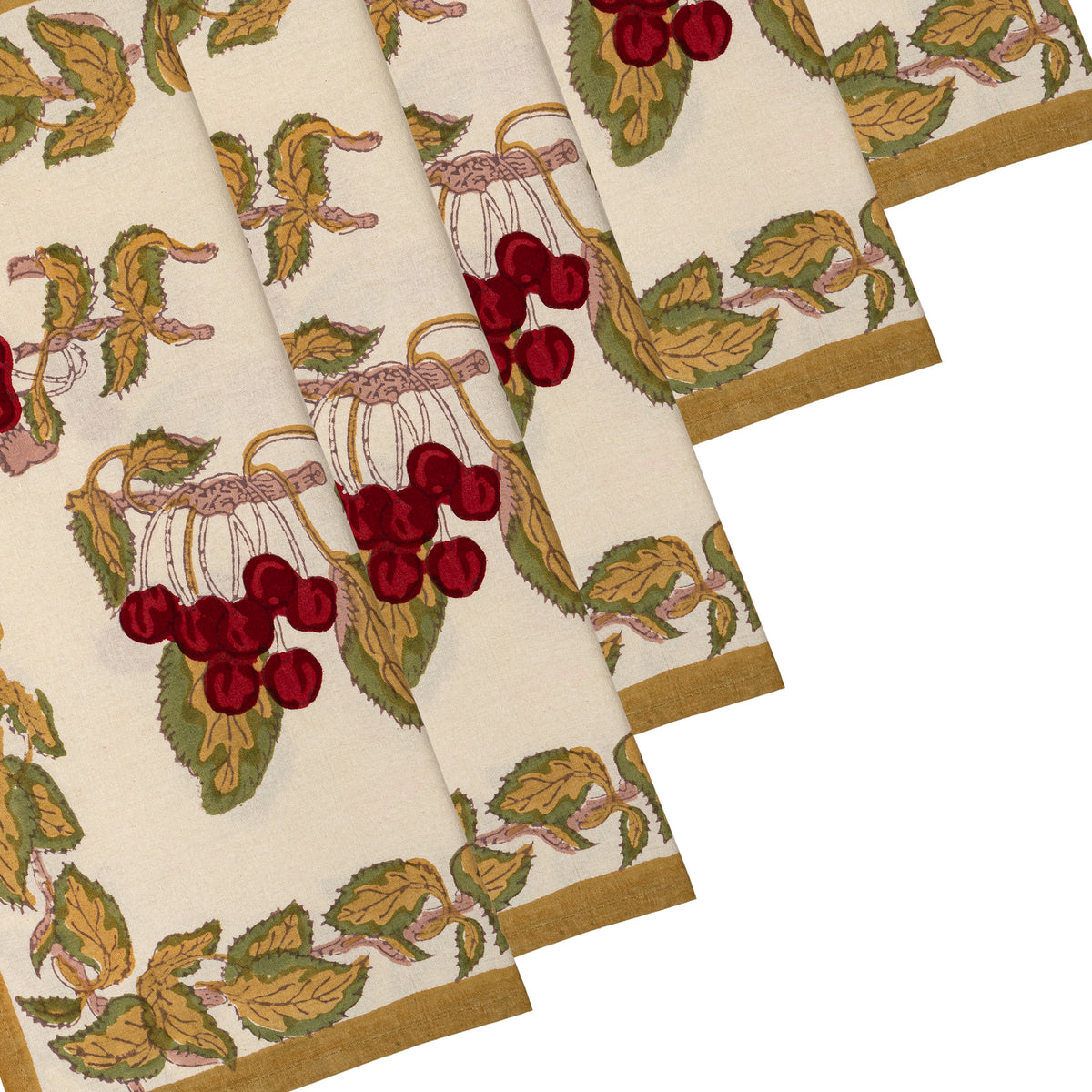 Cherry Blossom Red & Green Napkins, Set of 6