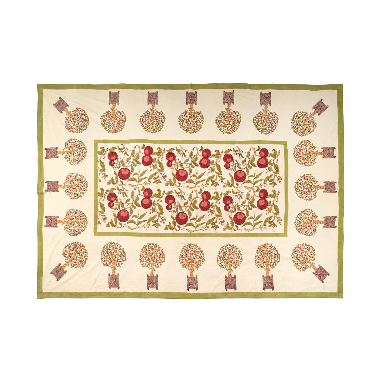 French Tablecloth Orange Tree Red & Green