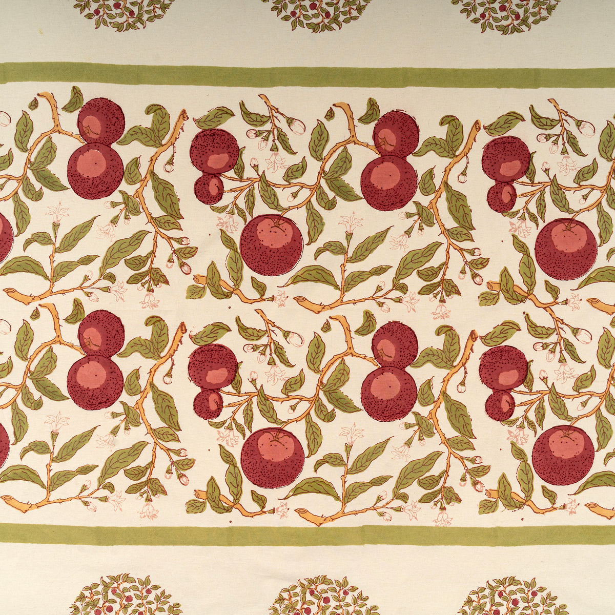 French Tablecloth Orange Tree Red & Green