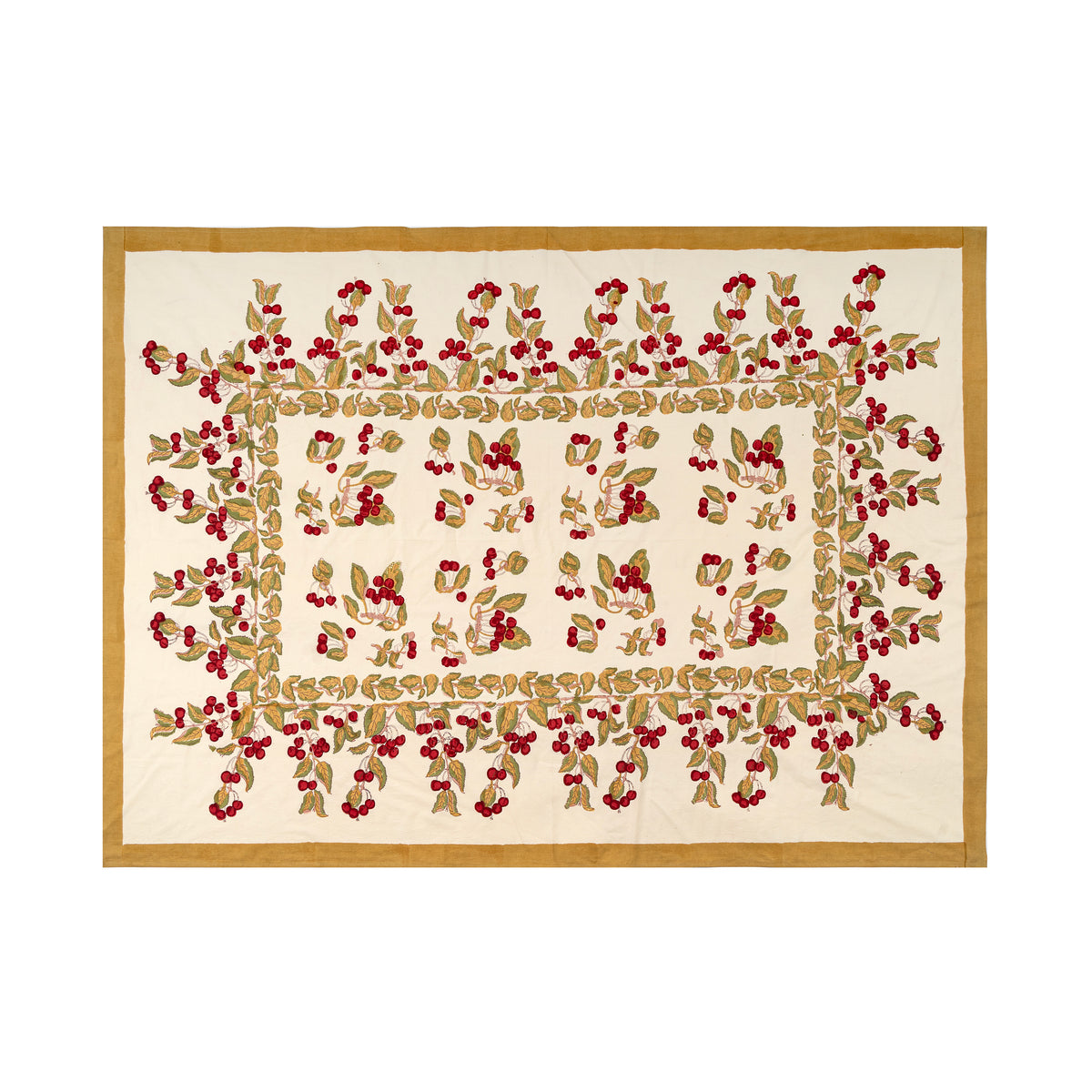 French Tablecloth Cherry Blossom Red & Green