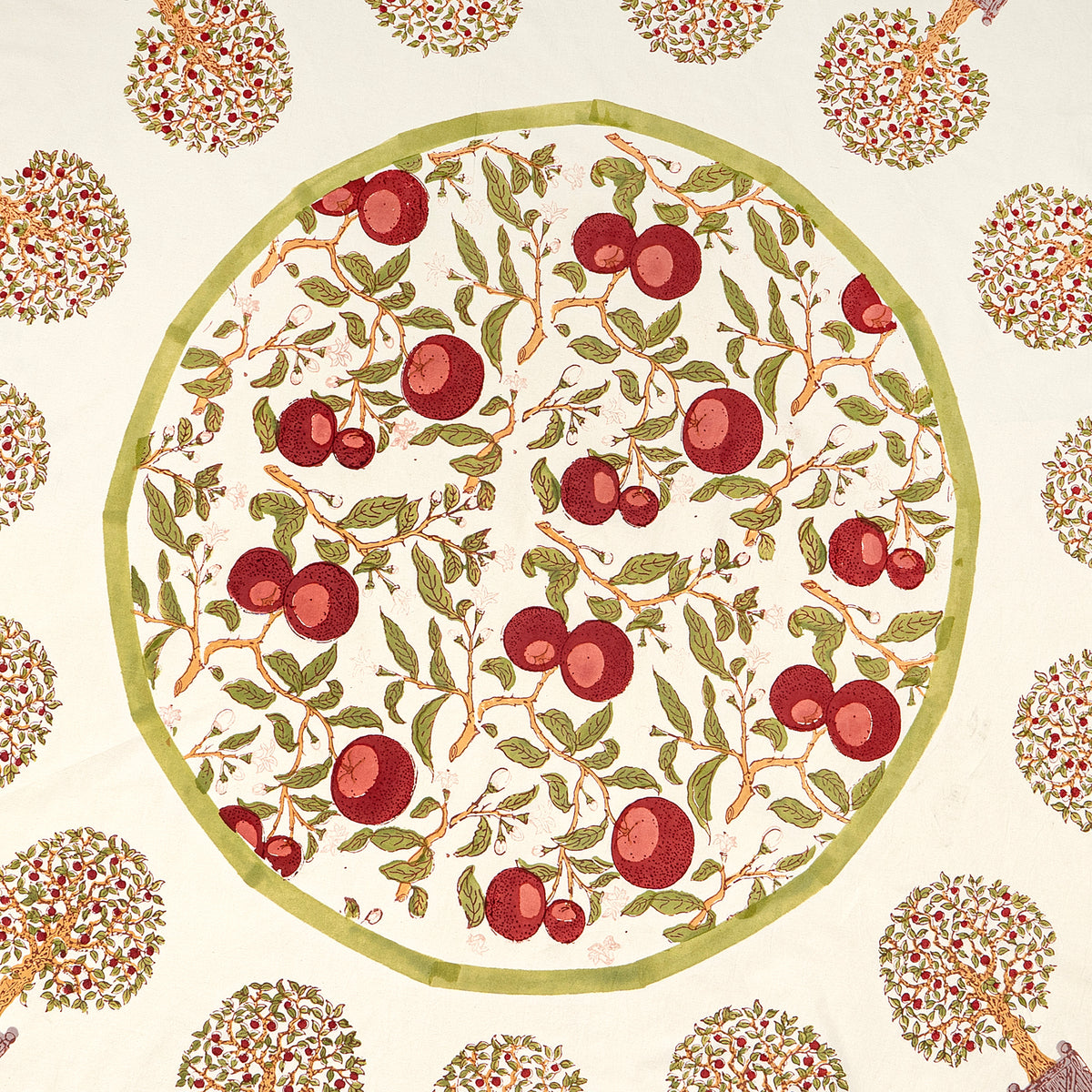 French Tablecloth Orange Tree Red & Green