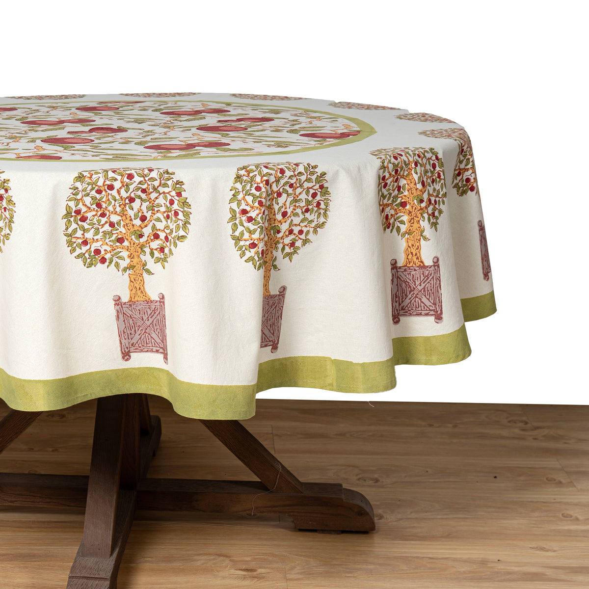 French Tablecloth Orange Tree Red & Green