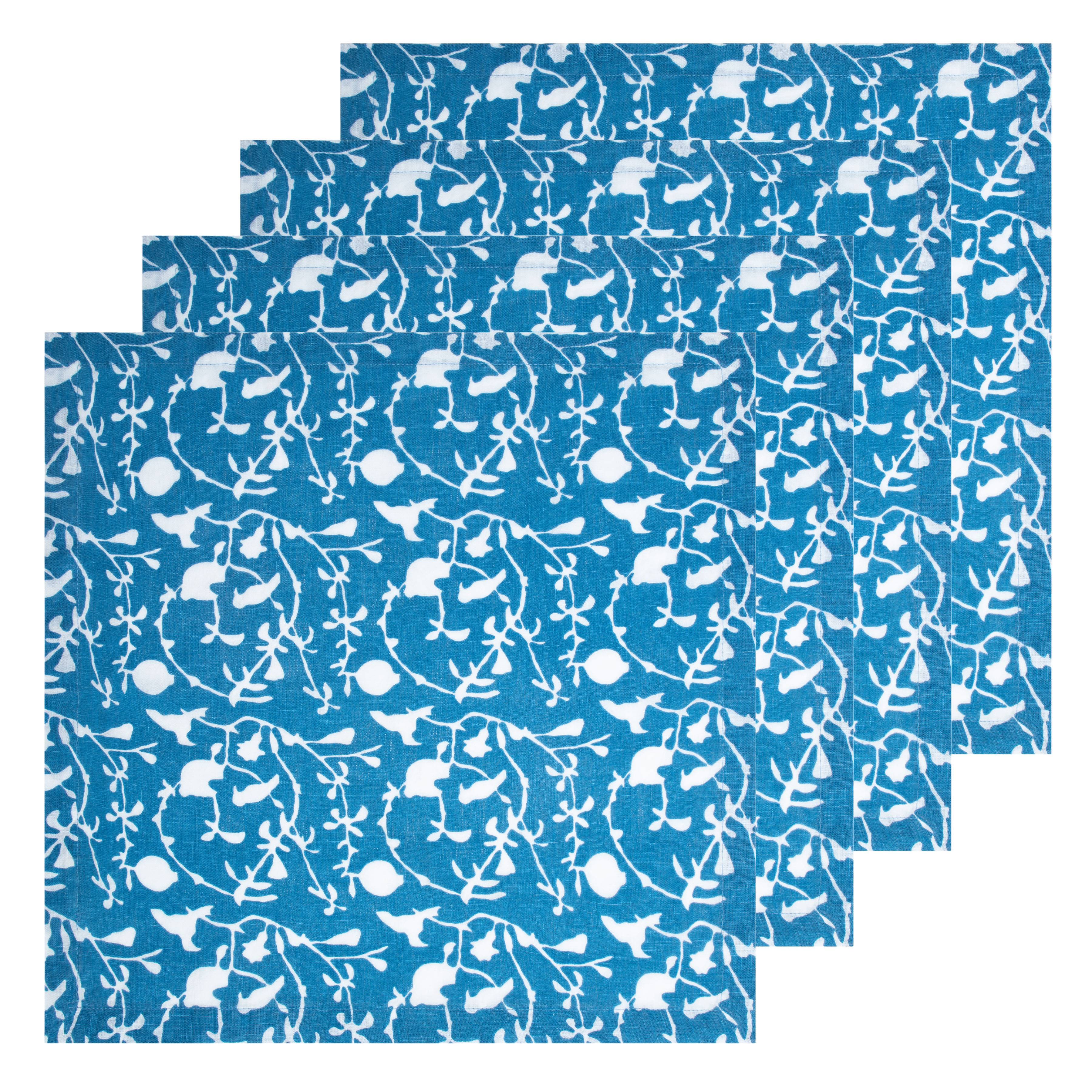 Blue Sanctuary Printed Napkins - Set of 4
