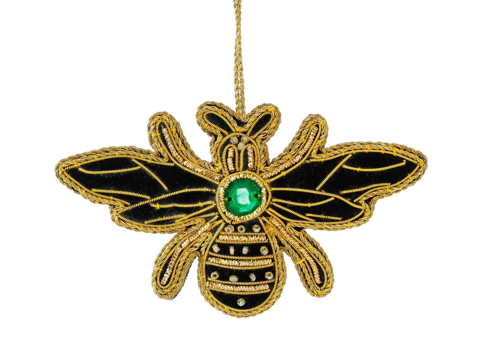 Green Bee Gem Hanging Hand-embroidered Ornament