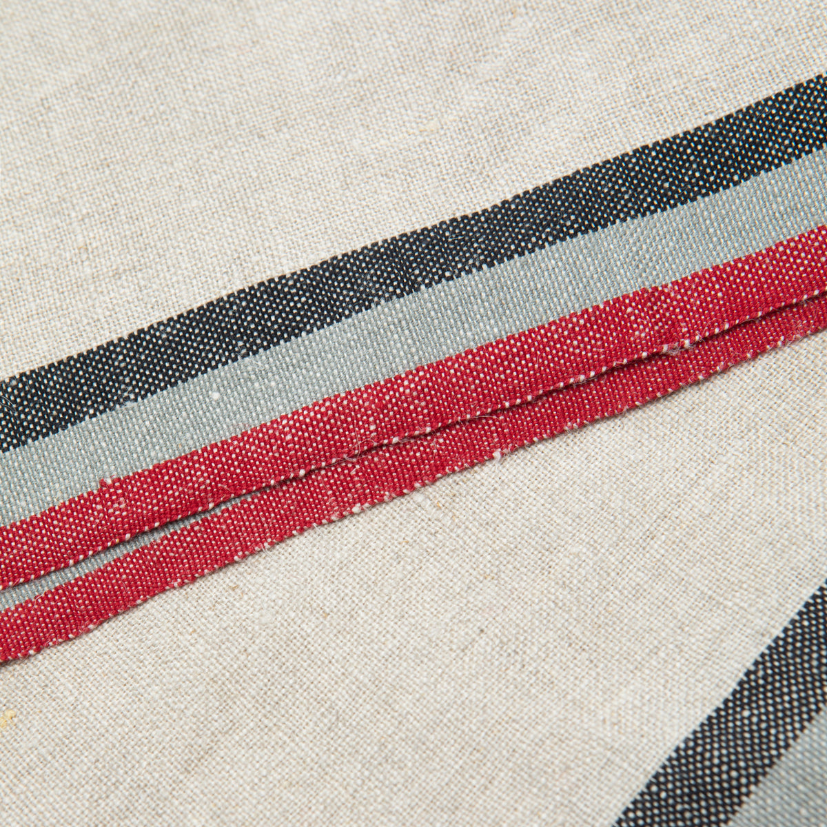 Normandy Natural Napkins - Red/Grey/Black Stripes, Set of 4