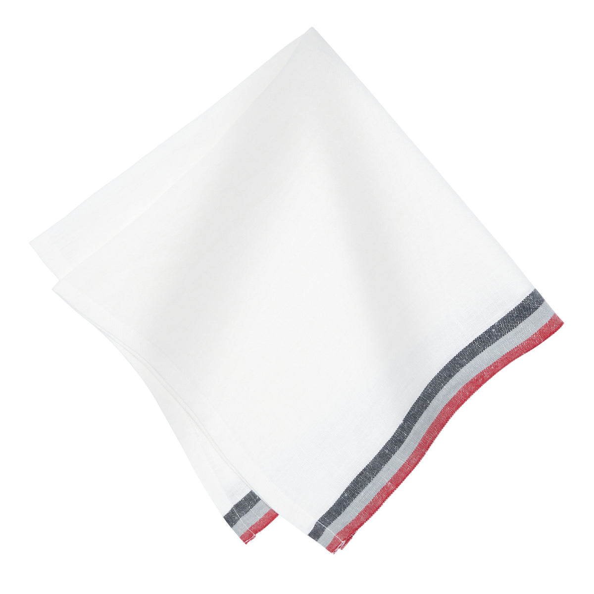 Normandy White Napkins - Red/Grey/Black Stripes Napkins, Set of 4