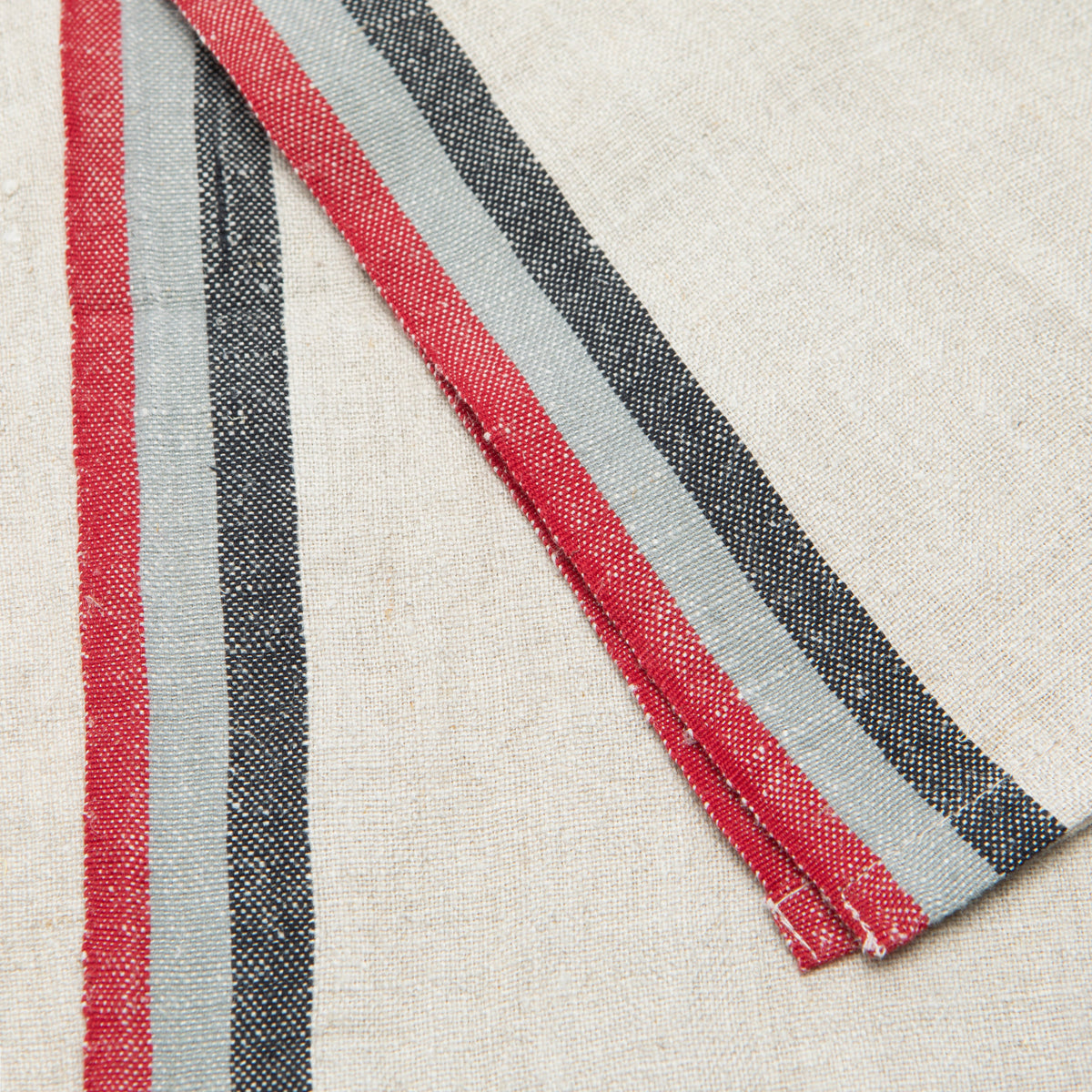 Normandy Natural Tea towels- Red/Grey/Black Stripes Teatowels - Set of 2