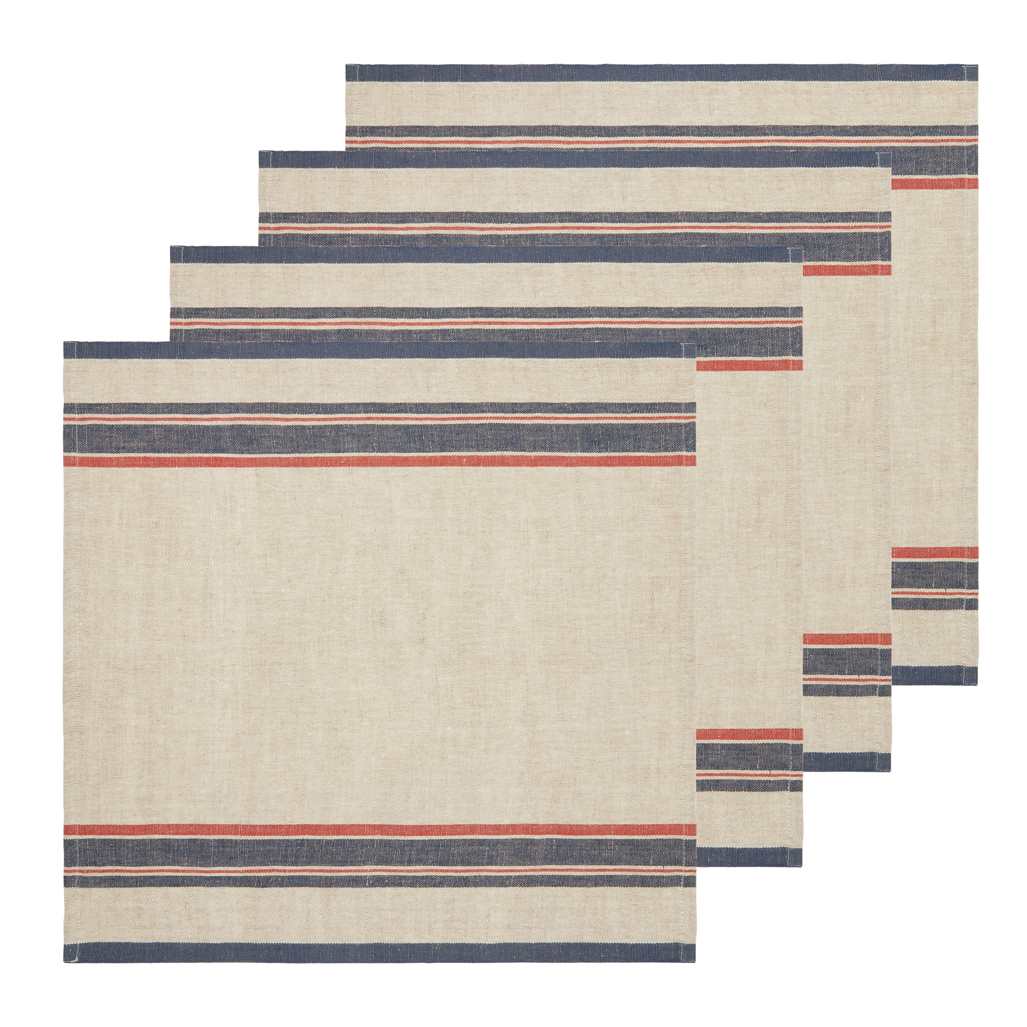 Antibes Napkins Natural & Red, Set of 4