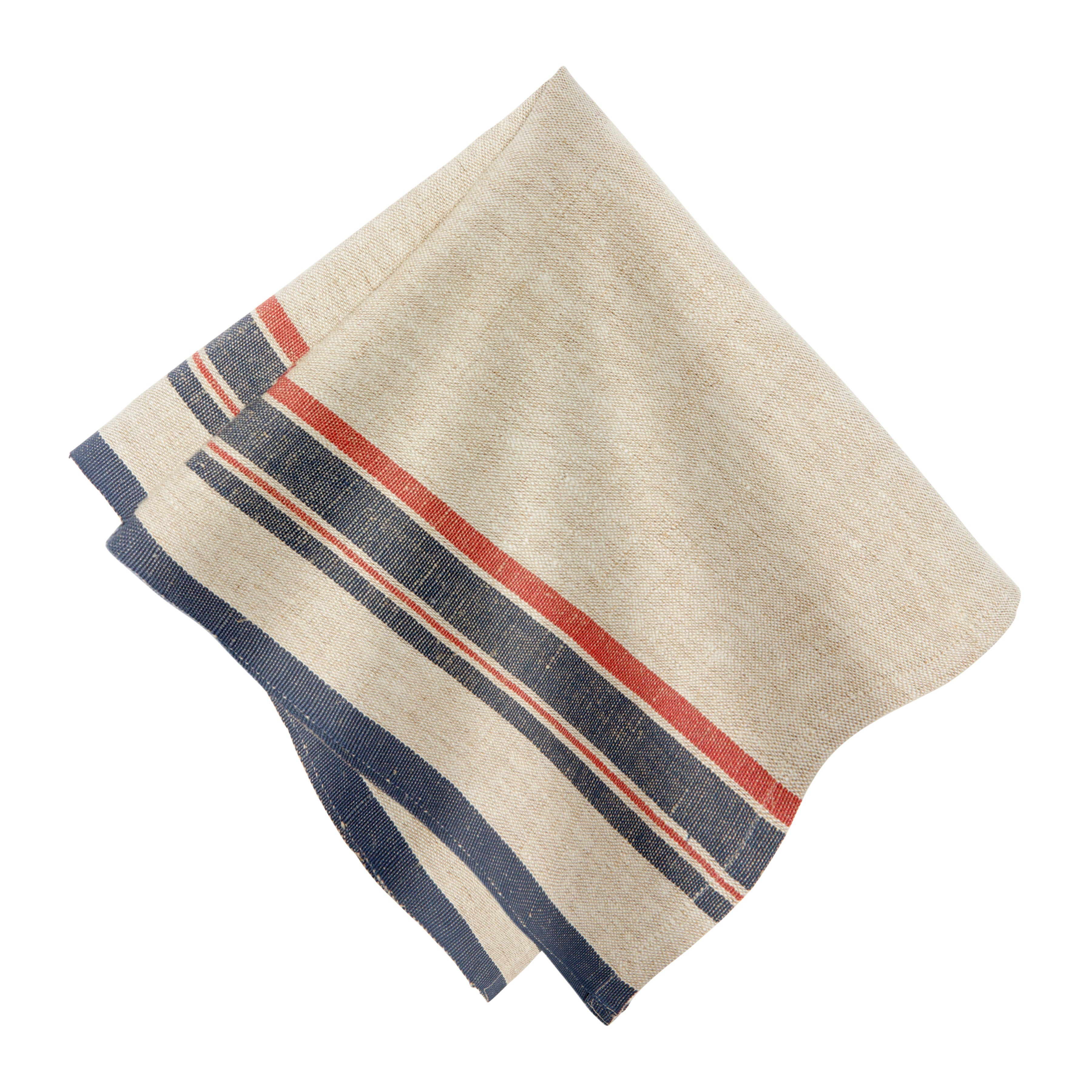 Antibes Napkins Natural & Red, Set of 4