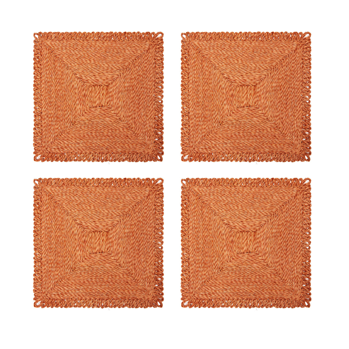 Loopy Square 14" Clementine Placemats, Set of 4