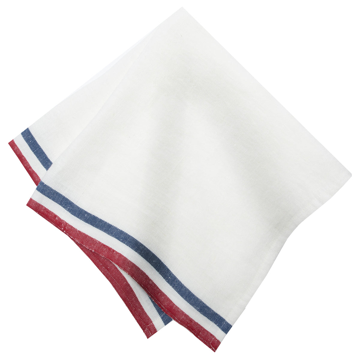 Normandy White Napkins - Red/White/Blue Stripes, Set of 4