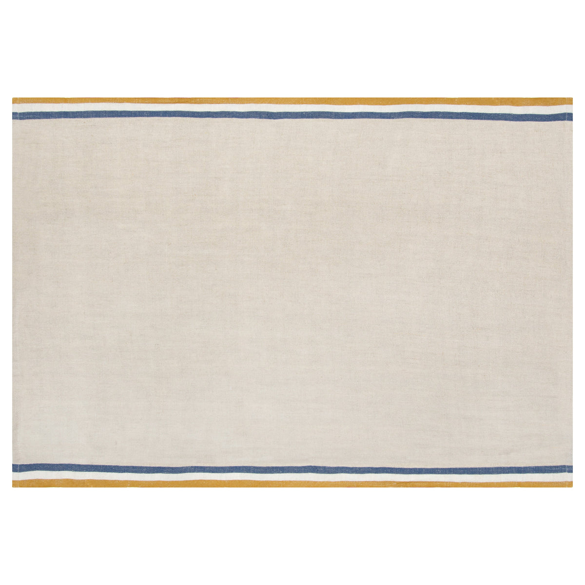 Normandy Natural Tea towels- Mustard/Natural/Blue Stripes, Set of 2