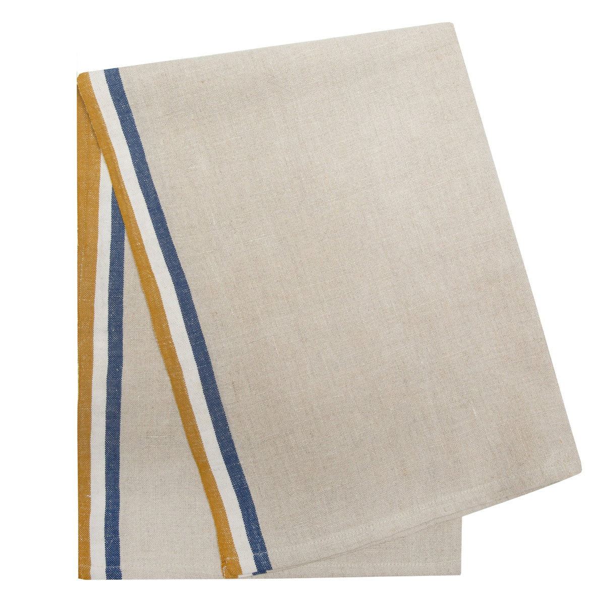 Normandy Natural Tea towels- Mustard/Natural/Blue Stripes, Set of 2