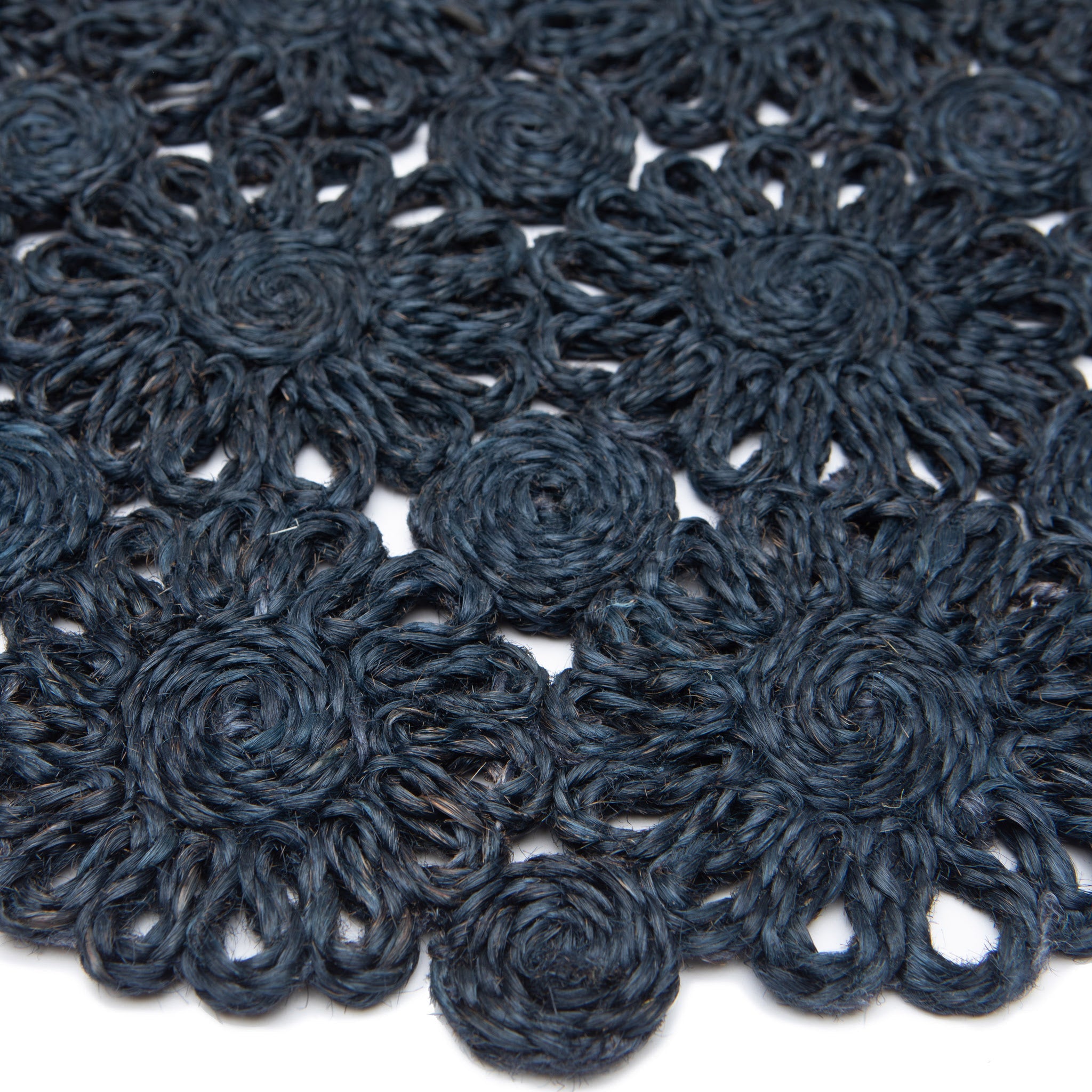 Daisy Jute Navy Placemat 15" Round - Set of 4