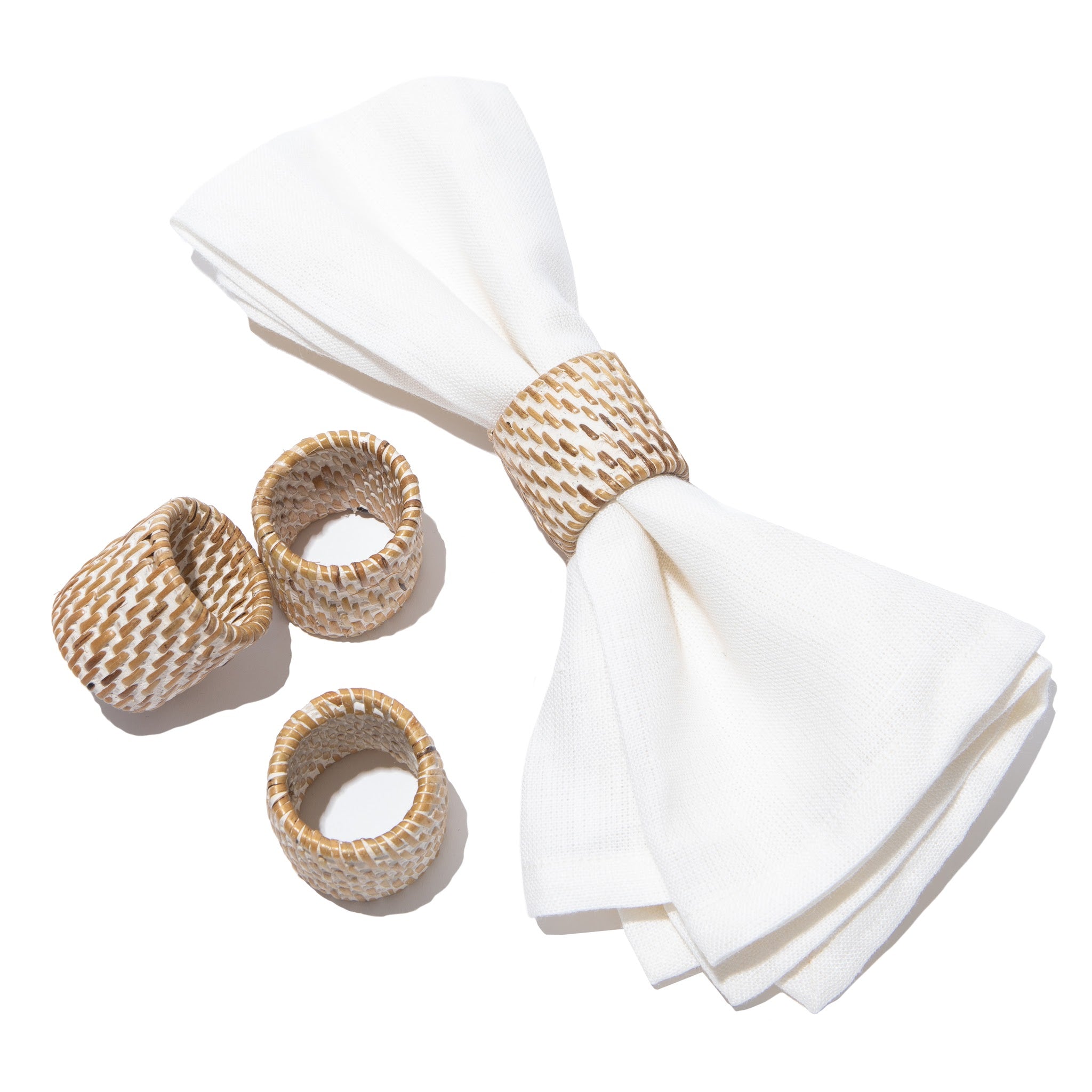 Everyday Whitewash Napkin Ring - Set of 4