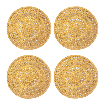 Circolo Abaca Mustard 15" Round Placemats- Set of 4