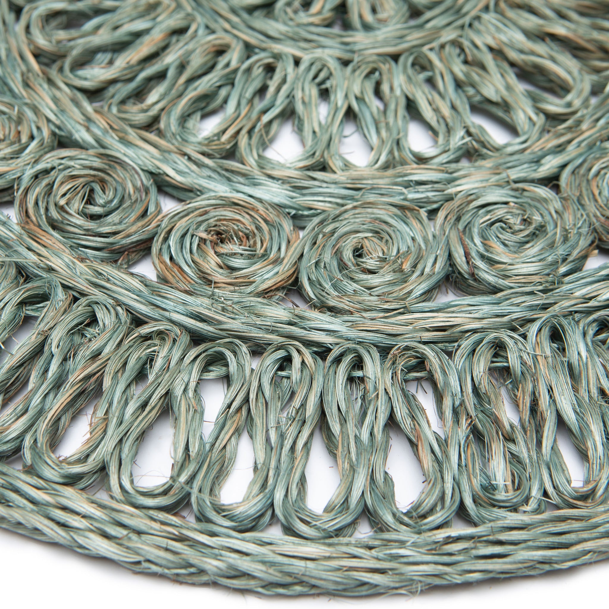 Circolo Abaca Aqua 15" Round Placemats - Set of 4
