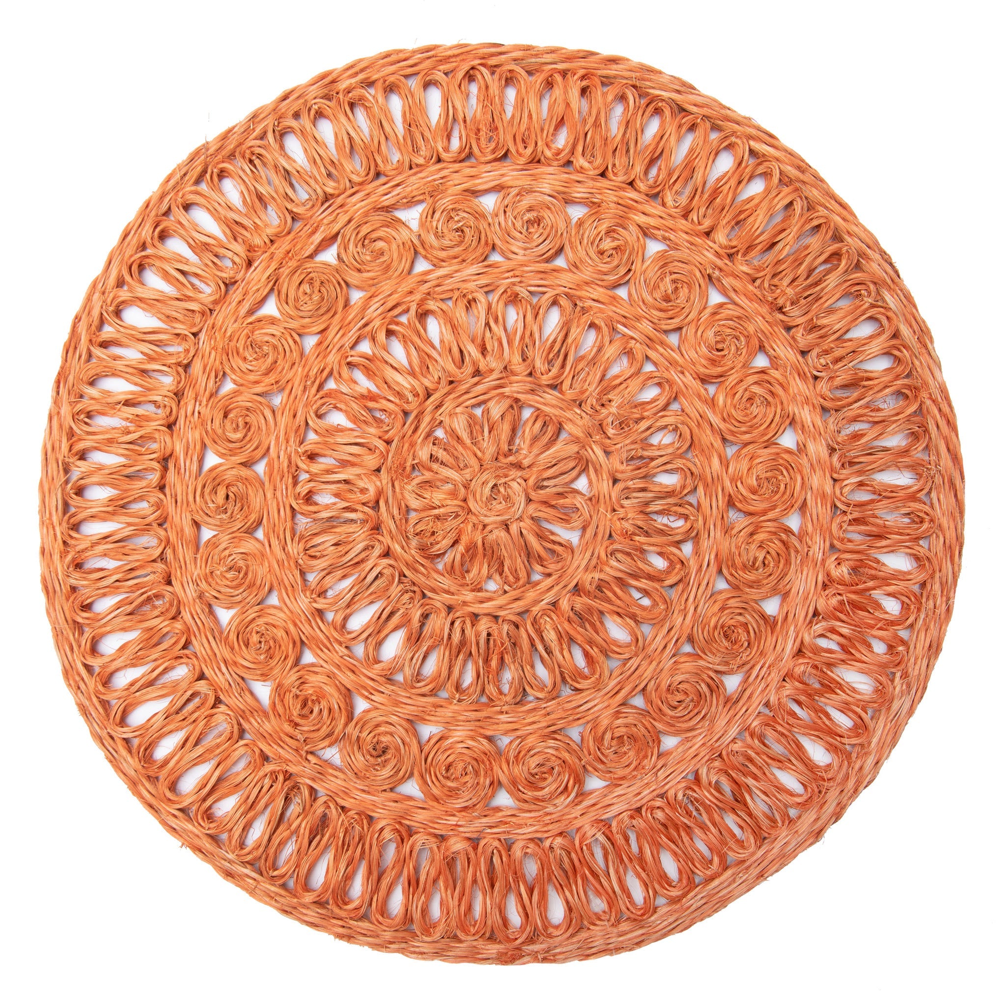 Circolo Abaca Orange 15" Round Placemats Set of 4 CouleurNature