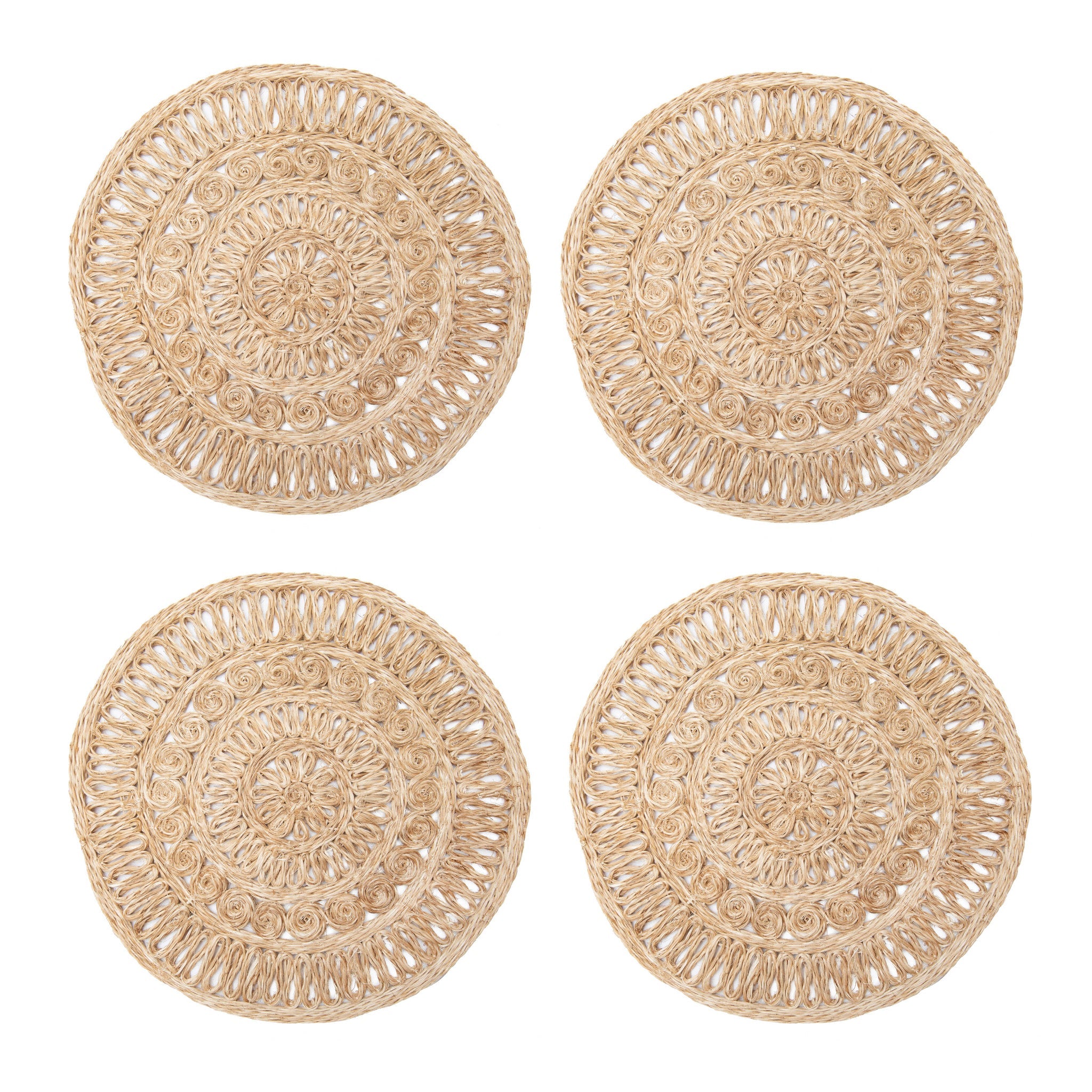 Circolo Abaca Natural 15" Round Placemats - Set of 4