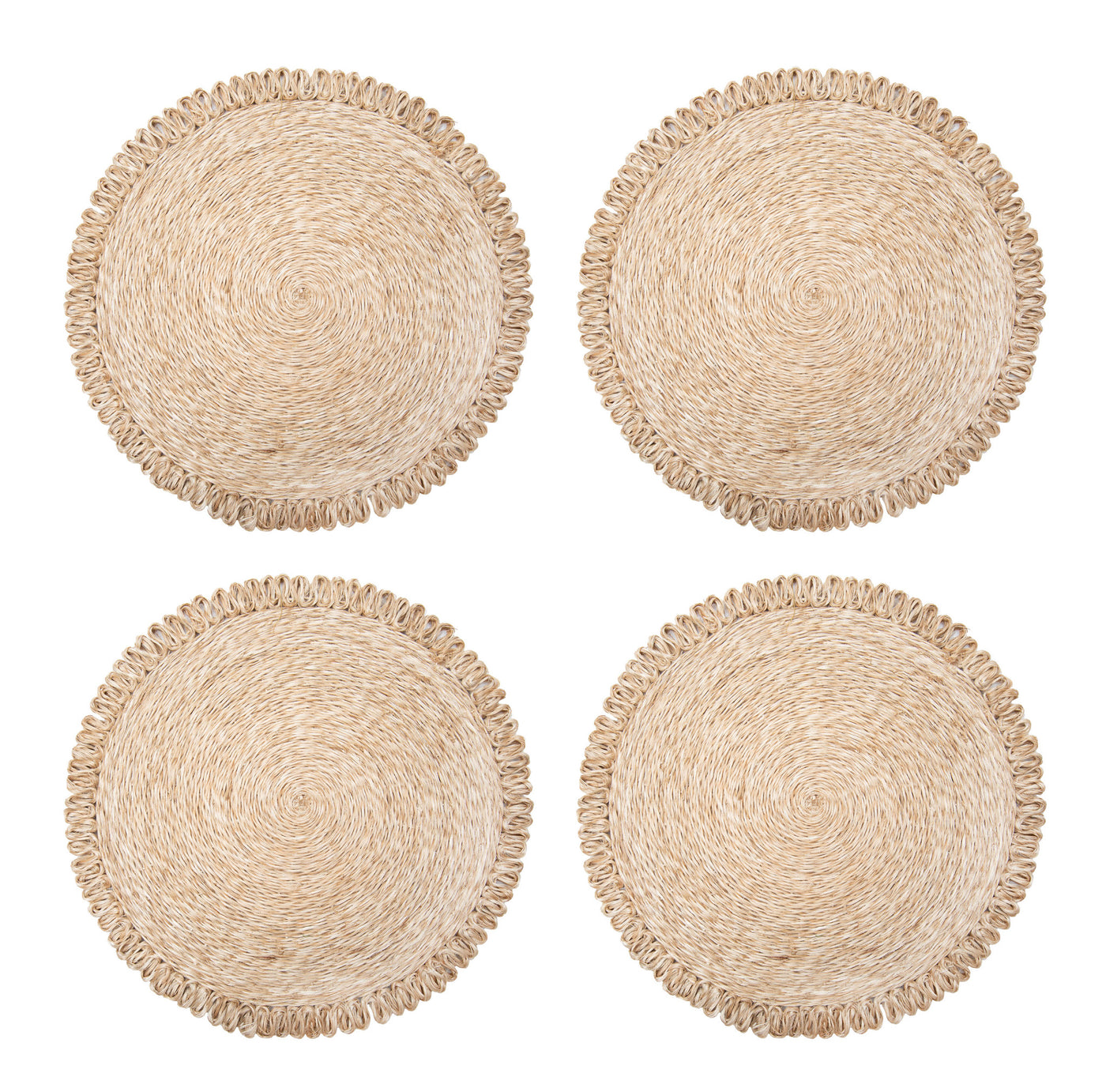 Loopy Abaca Natural 15" Round Placemats - Set of 4