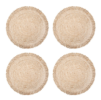 Loopy Abaca Natural 15" Round Placemats - Set of 4