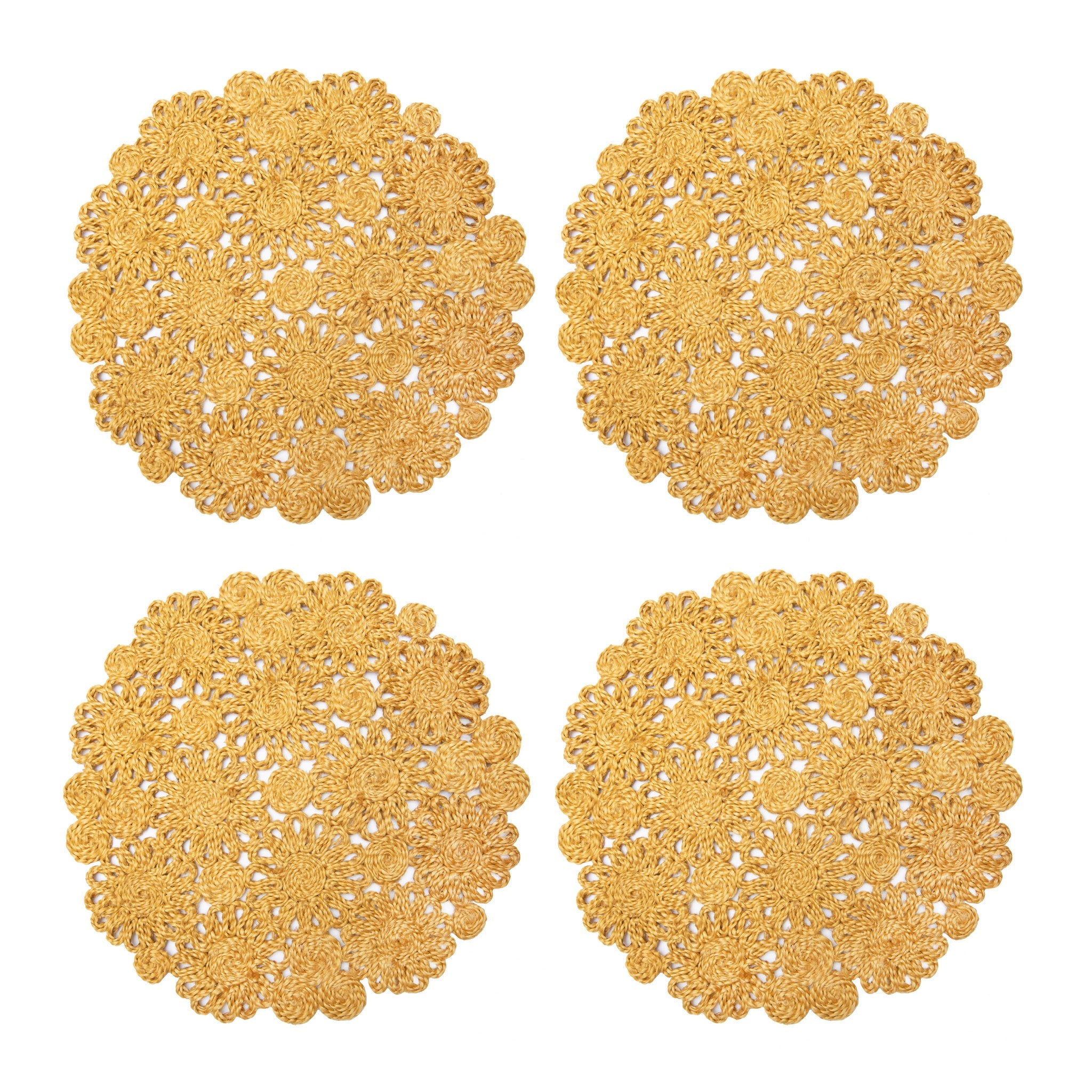 Daisy Jute Mustard Placemat 15" Round - Set of 4