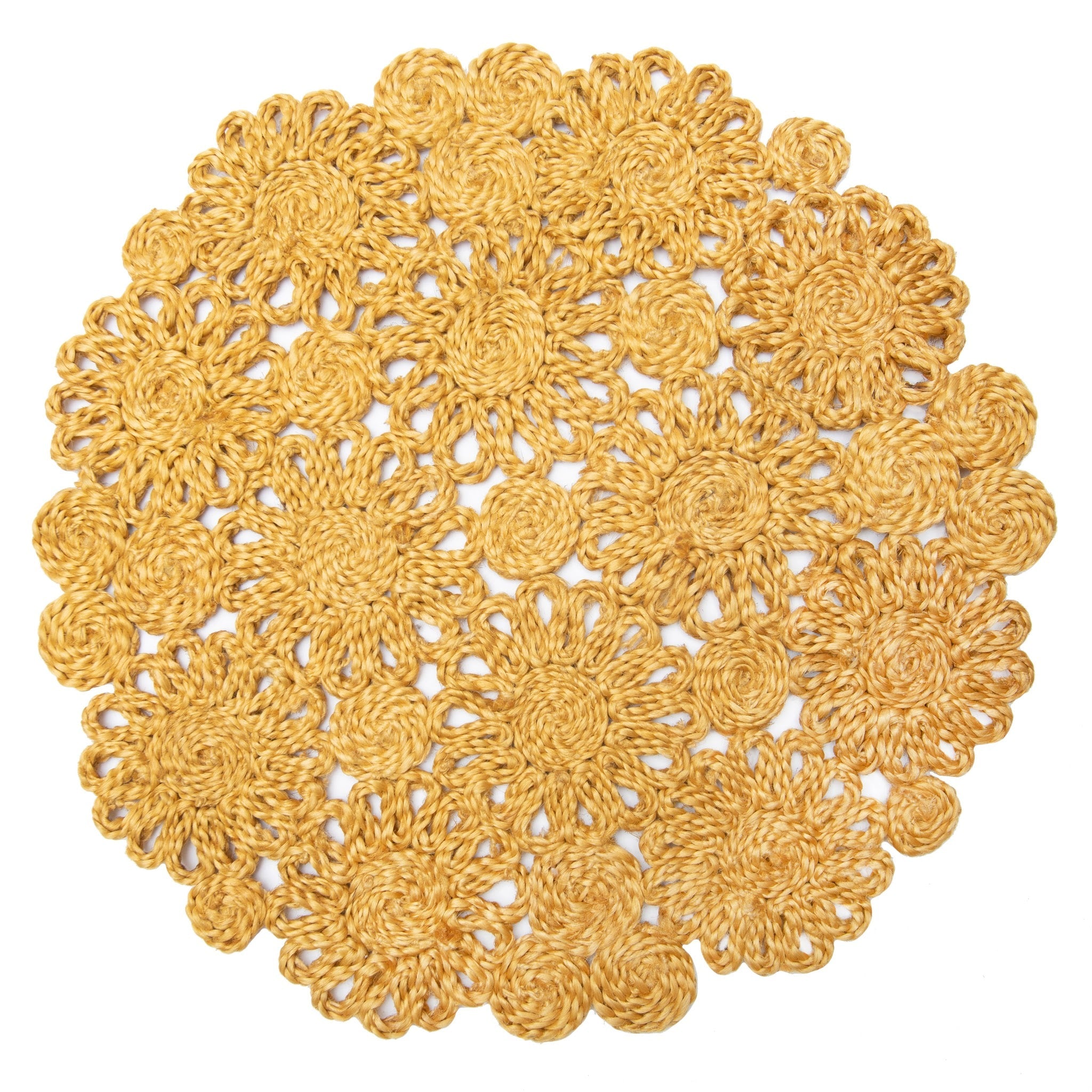 Daisy Jute Mustard Placemat 15" Round Set of 4 CouleurNature