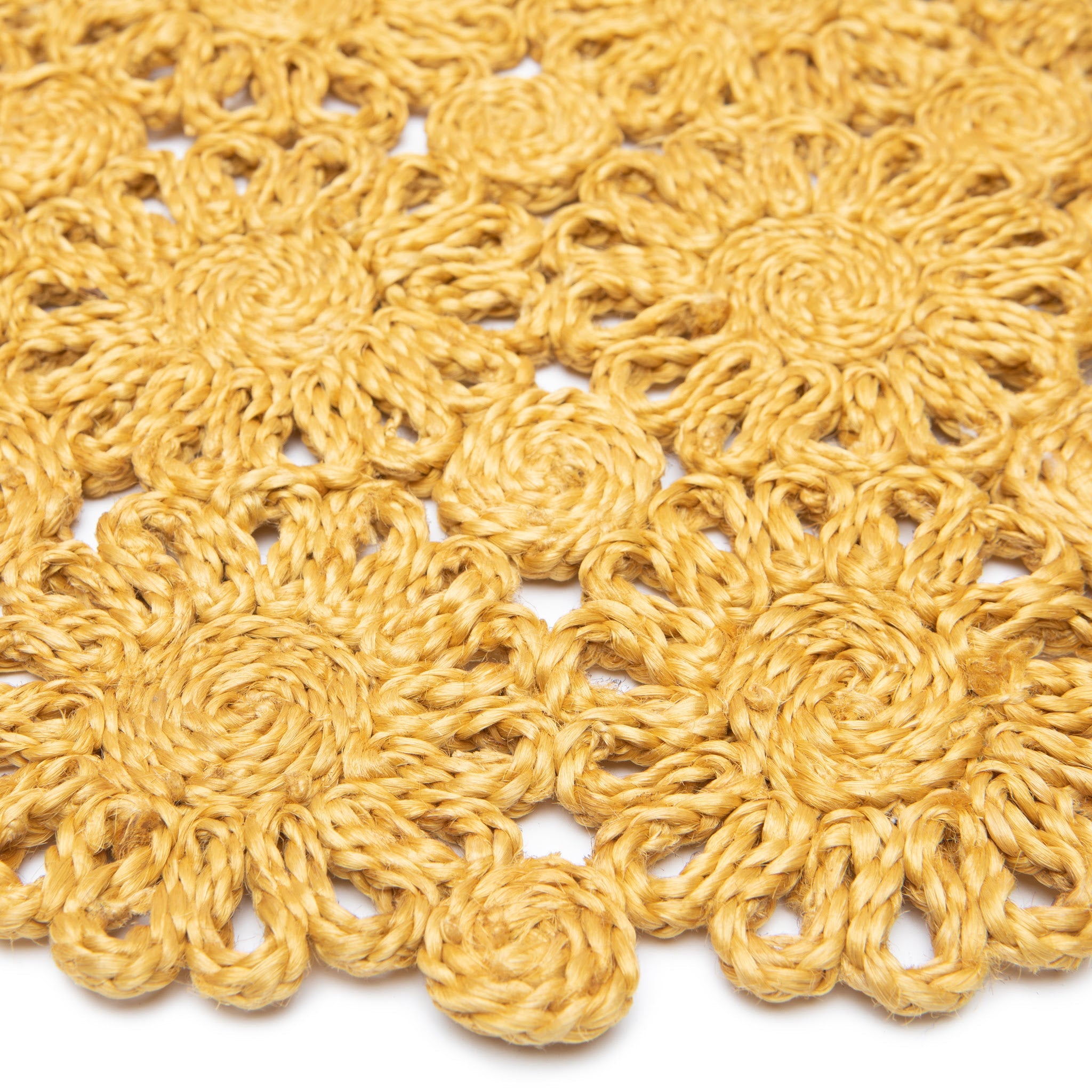 Daisy Jute Mustard Placemat 15" Round - Set of 4