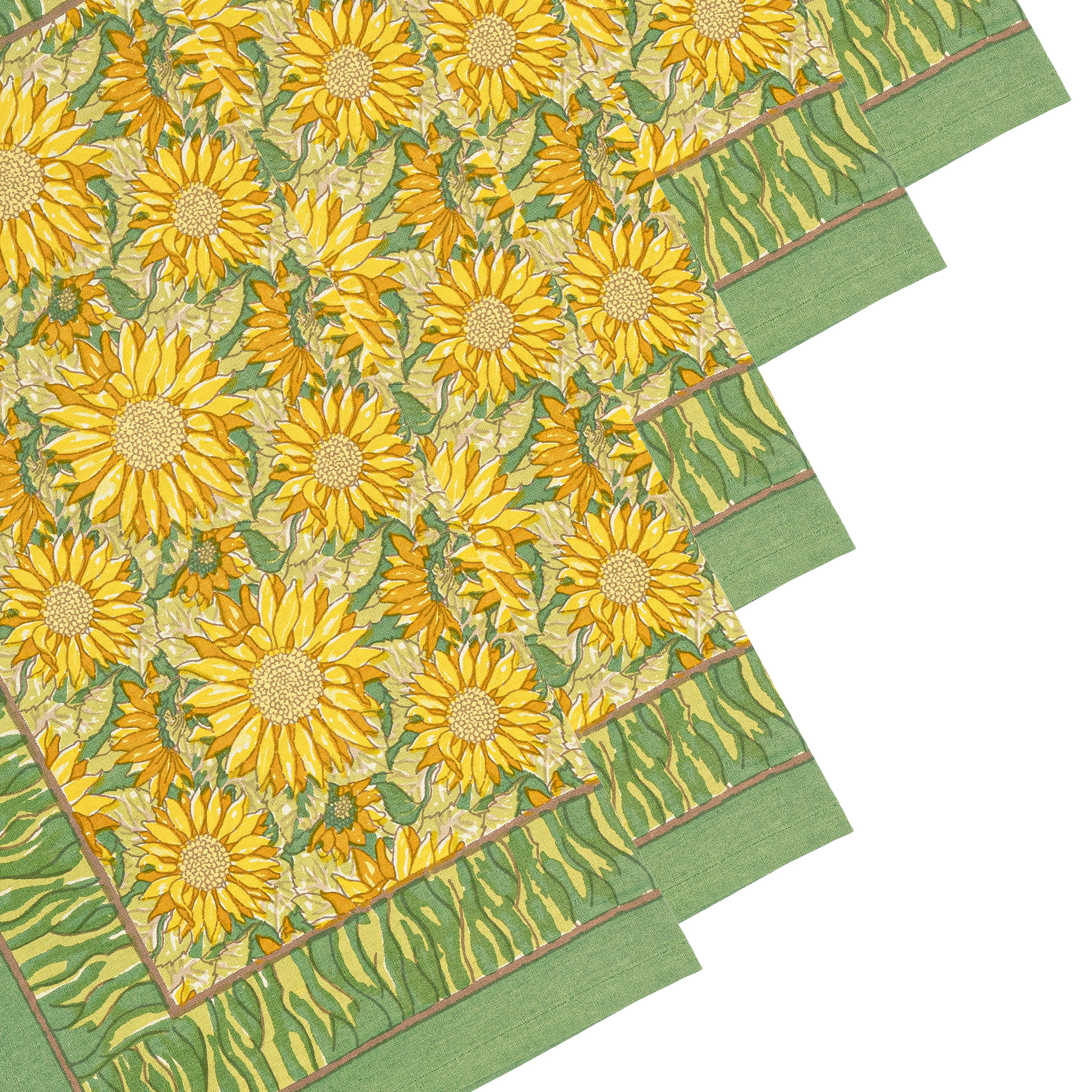 Sunflower Napkins Yellow & Green, Set of 6