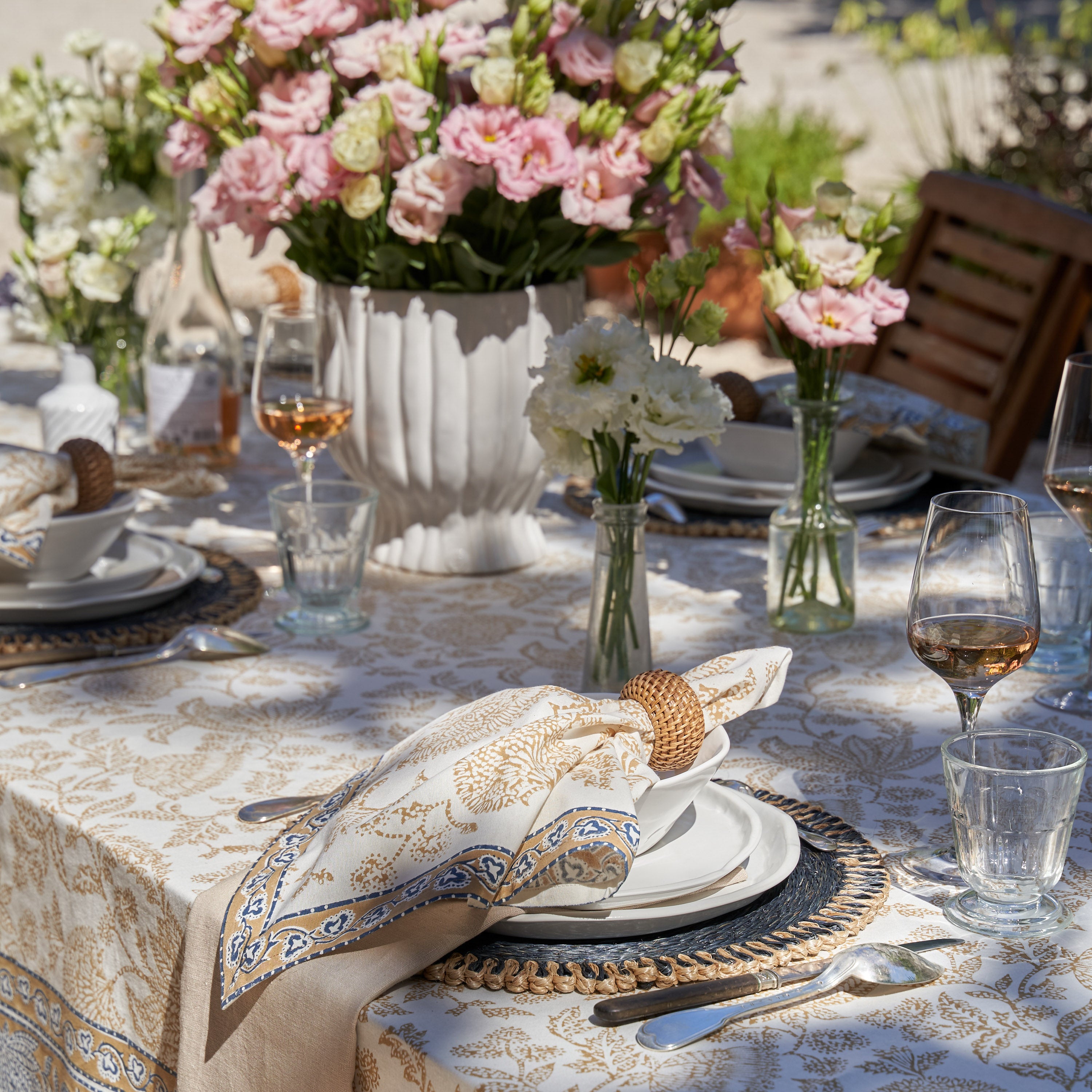 Chloe Napkins Blue & Brown - Set of 4