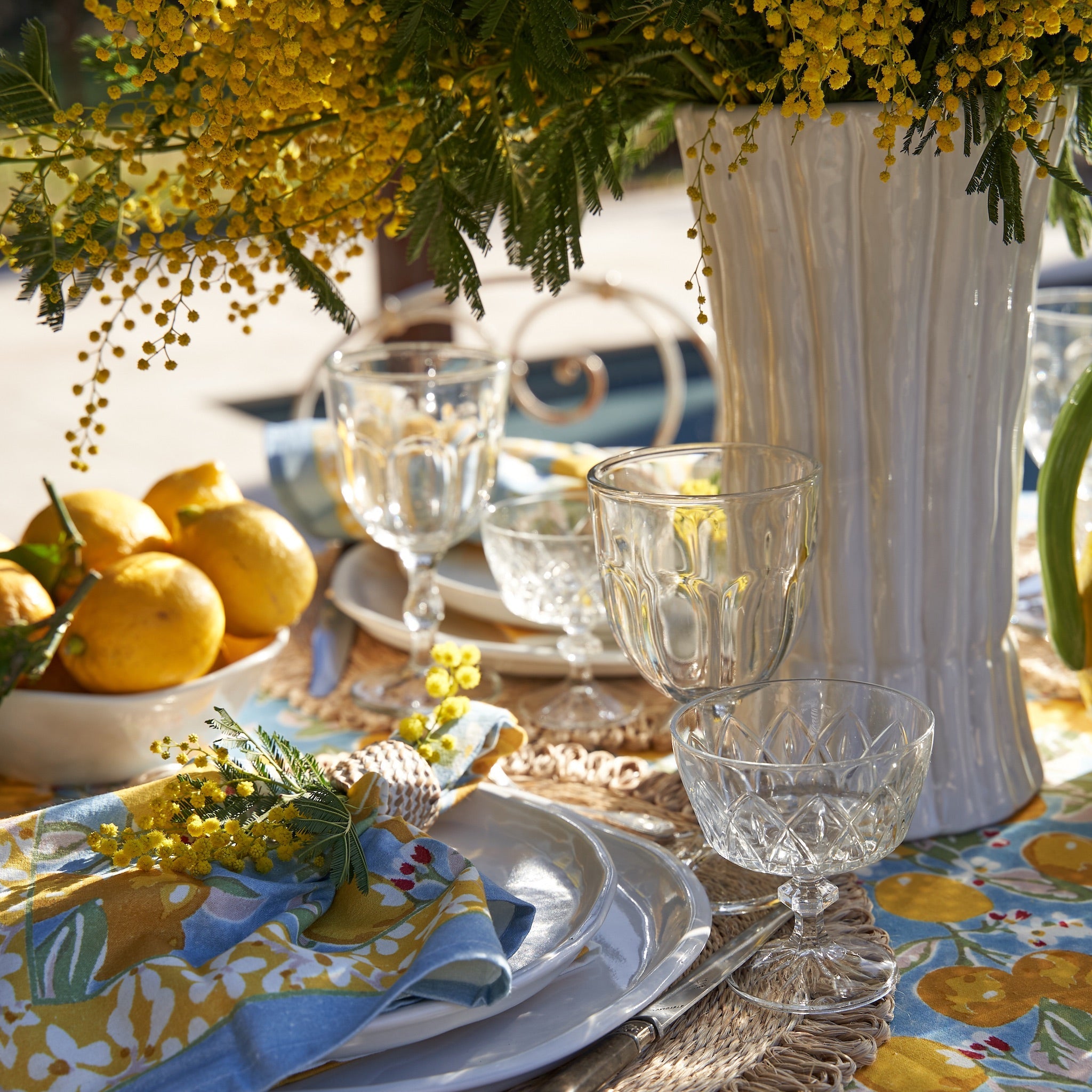 Citron Napkins Bleu & Yellow, Set of 6