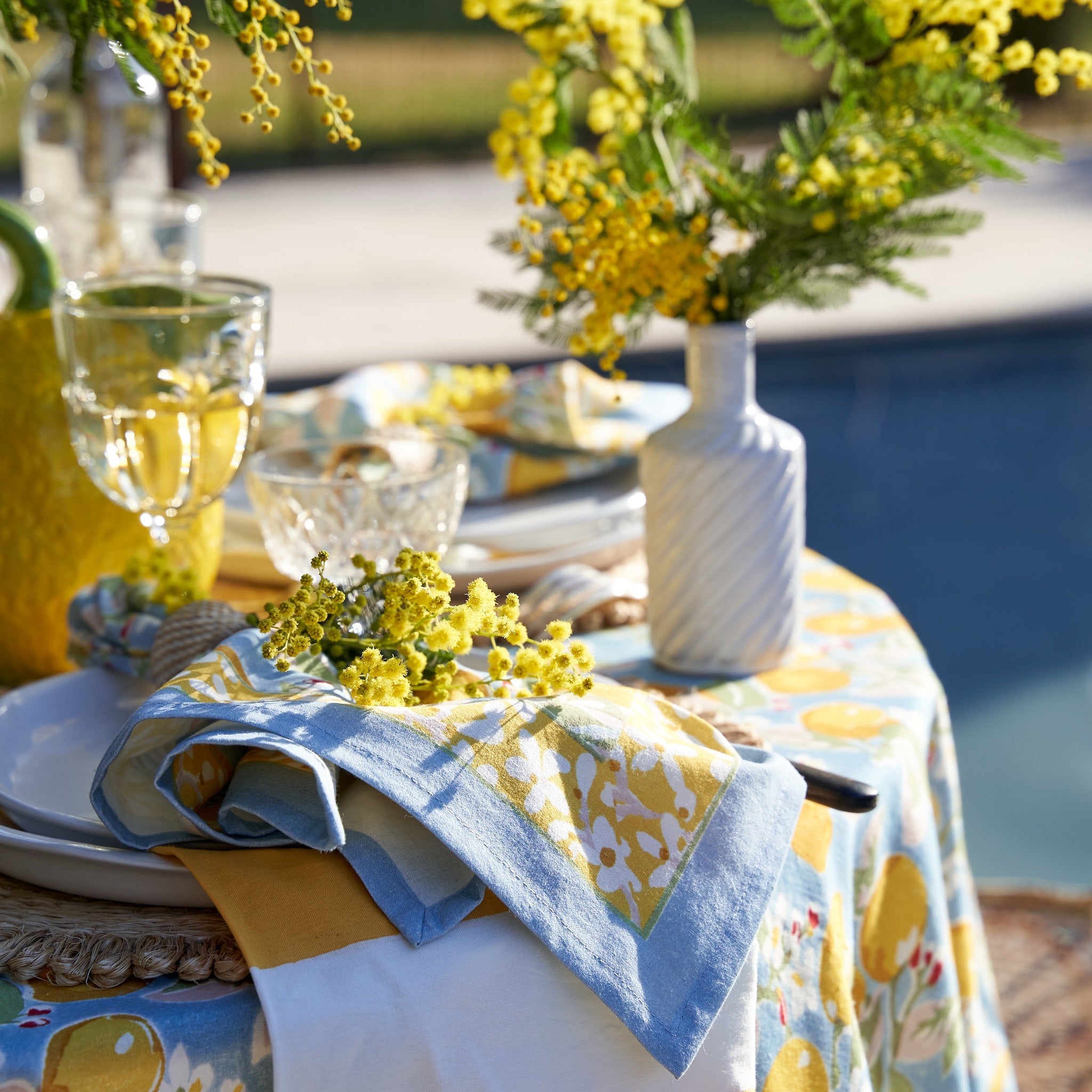 Citron Napkins Bleu & Yellow, Set of 6