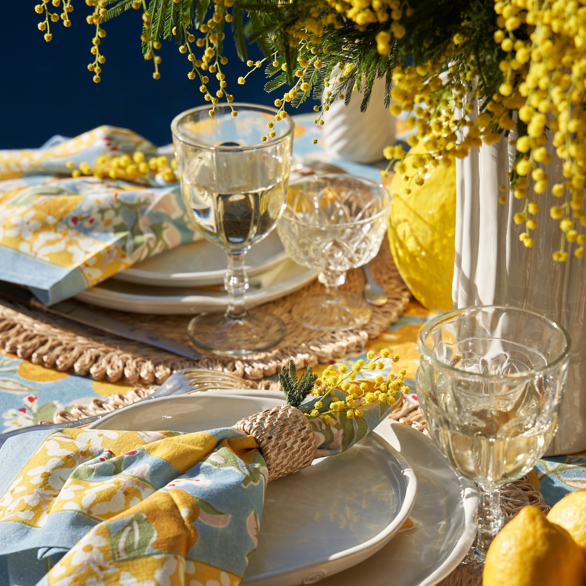 Citron Napkins Bleu & Yellow, Set of 6