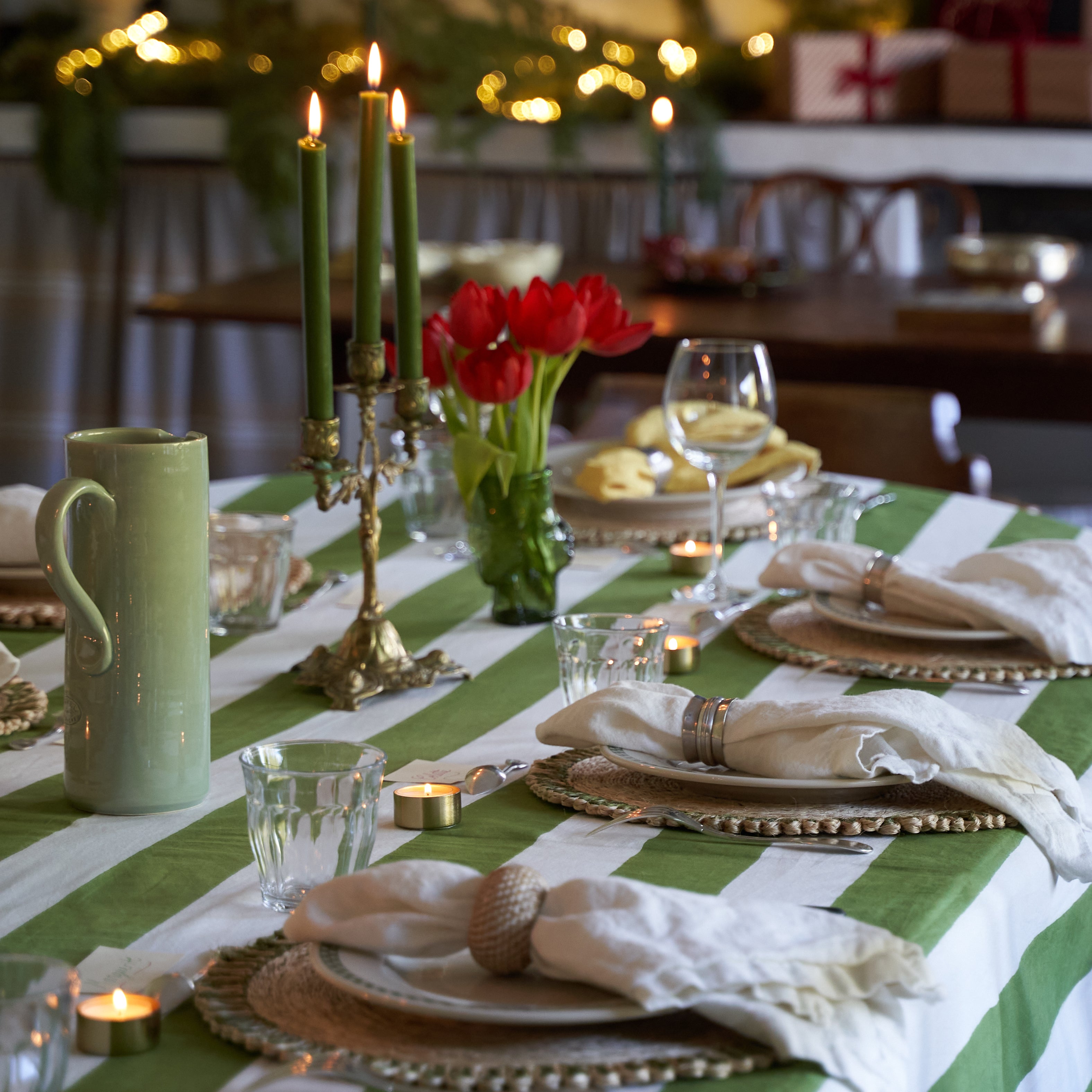 French Tablecloth St. Tropez Vert Stripes