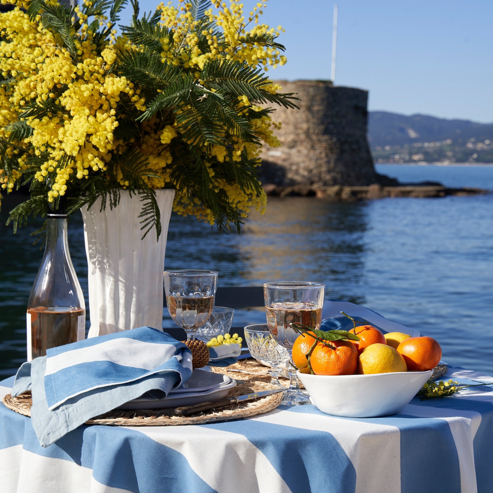 French Tablecloth St. Tropez Blue Stripes