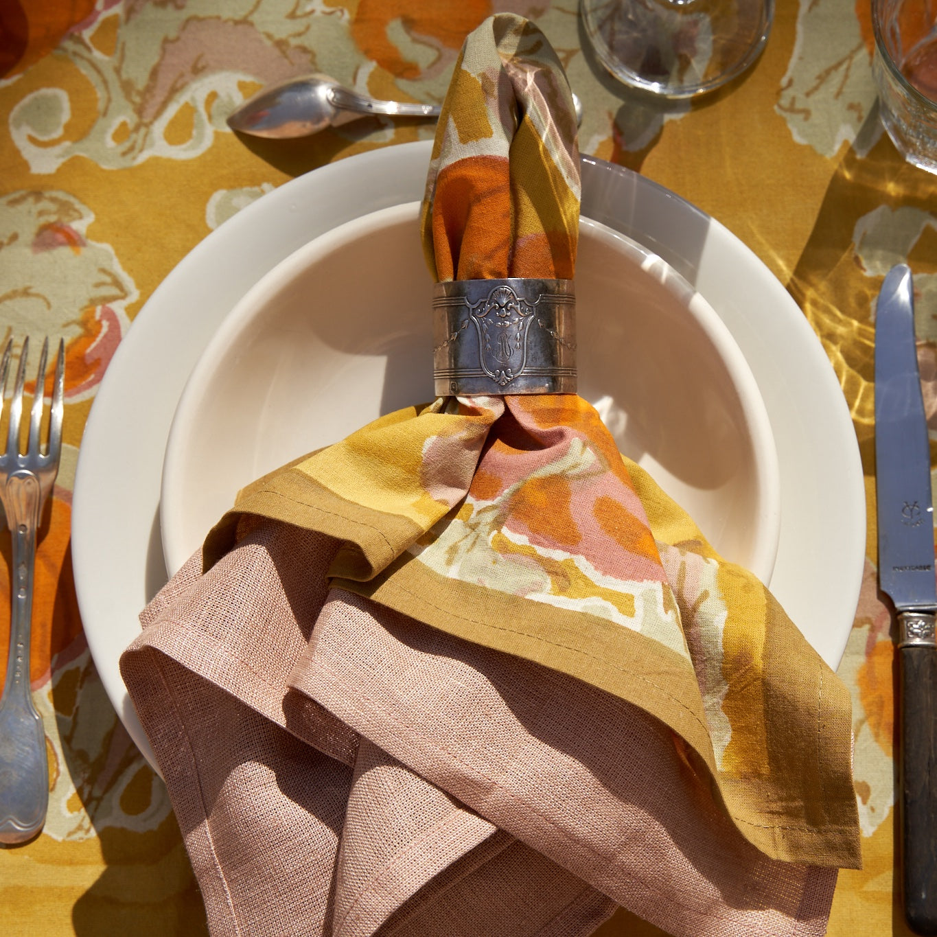 Pumpkin Napkins Orange & Mustard, Set of 6