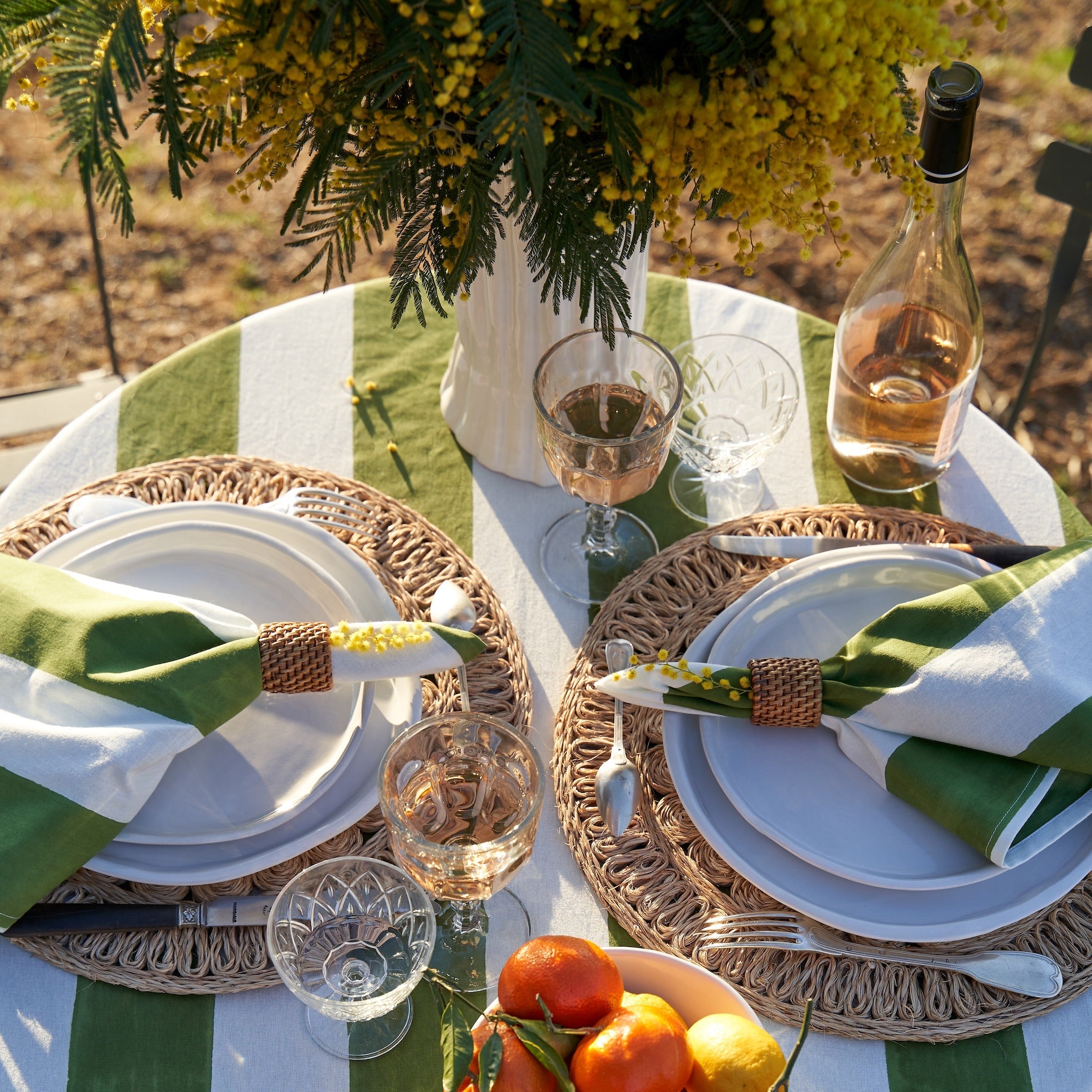 French Tablecloth St. Tropez Vert Stripes